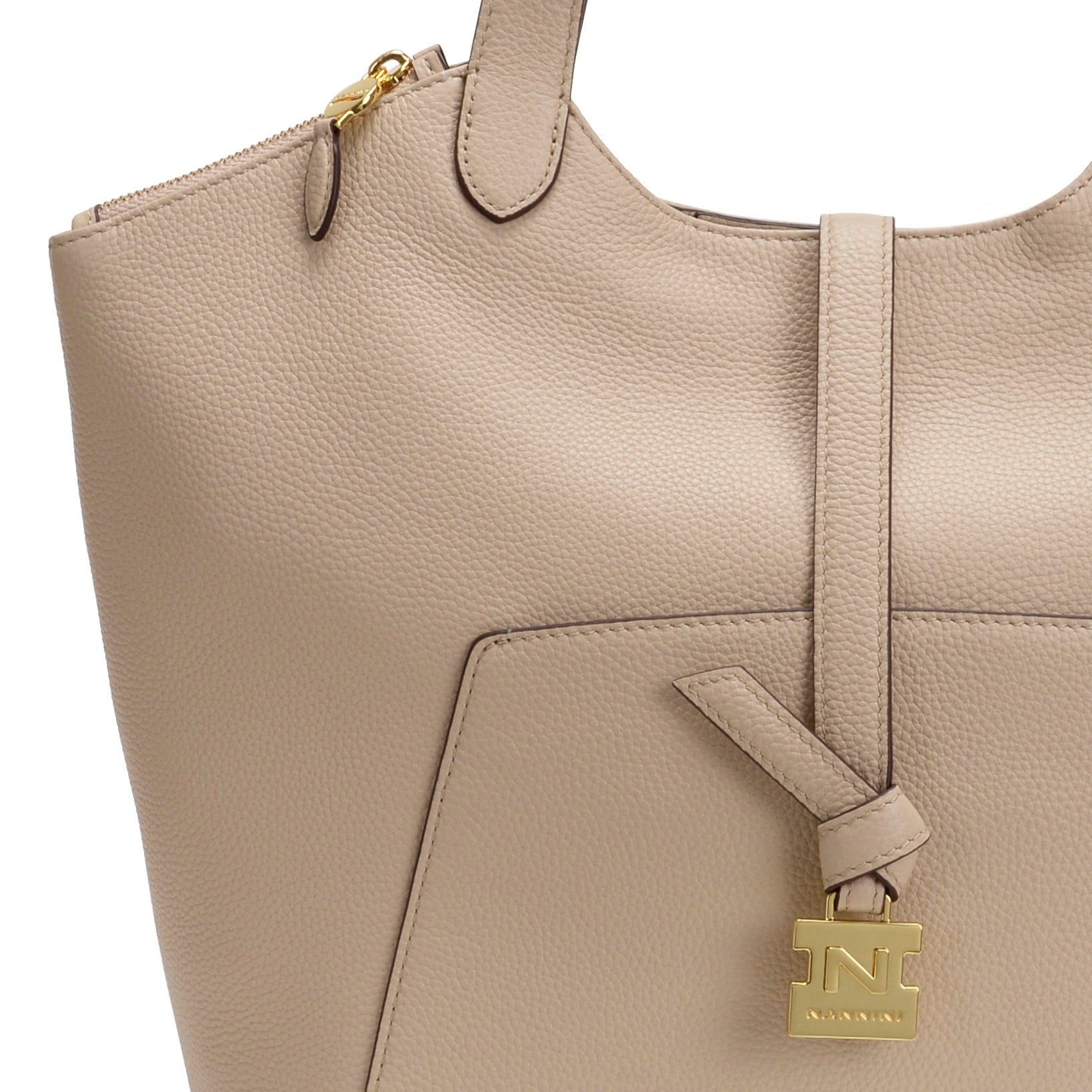 NANNINI borsa spalla donna beige pelle effetto intrecciato