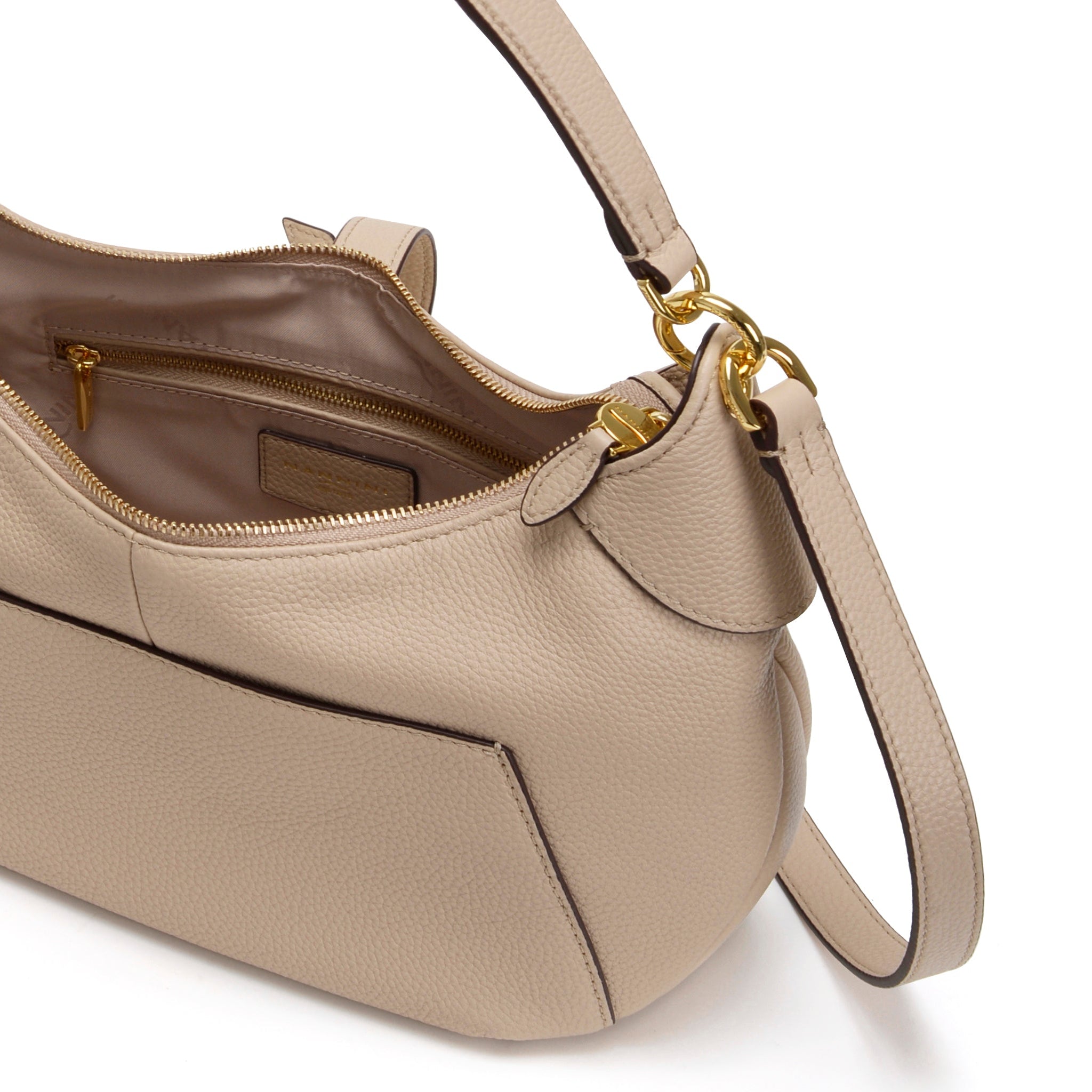 NANNINI bauletto donna pelle beige tracolla regolabile tracolla