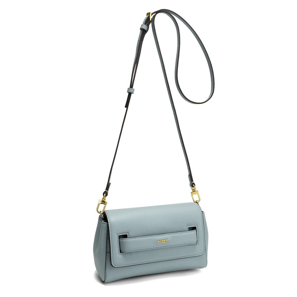 NANNINI bauletto pelle martellata tracolla verde acqua donna