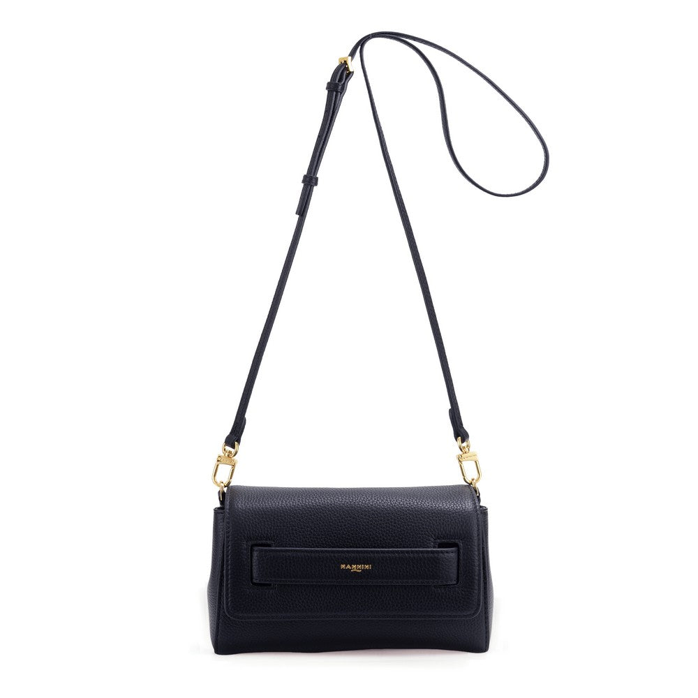 NANNINI borsa spalla martellata bottalata blu navy catena oro