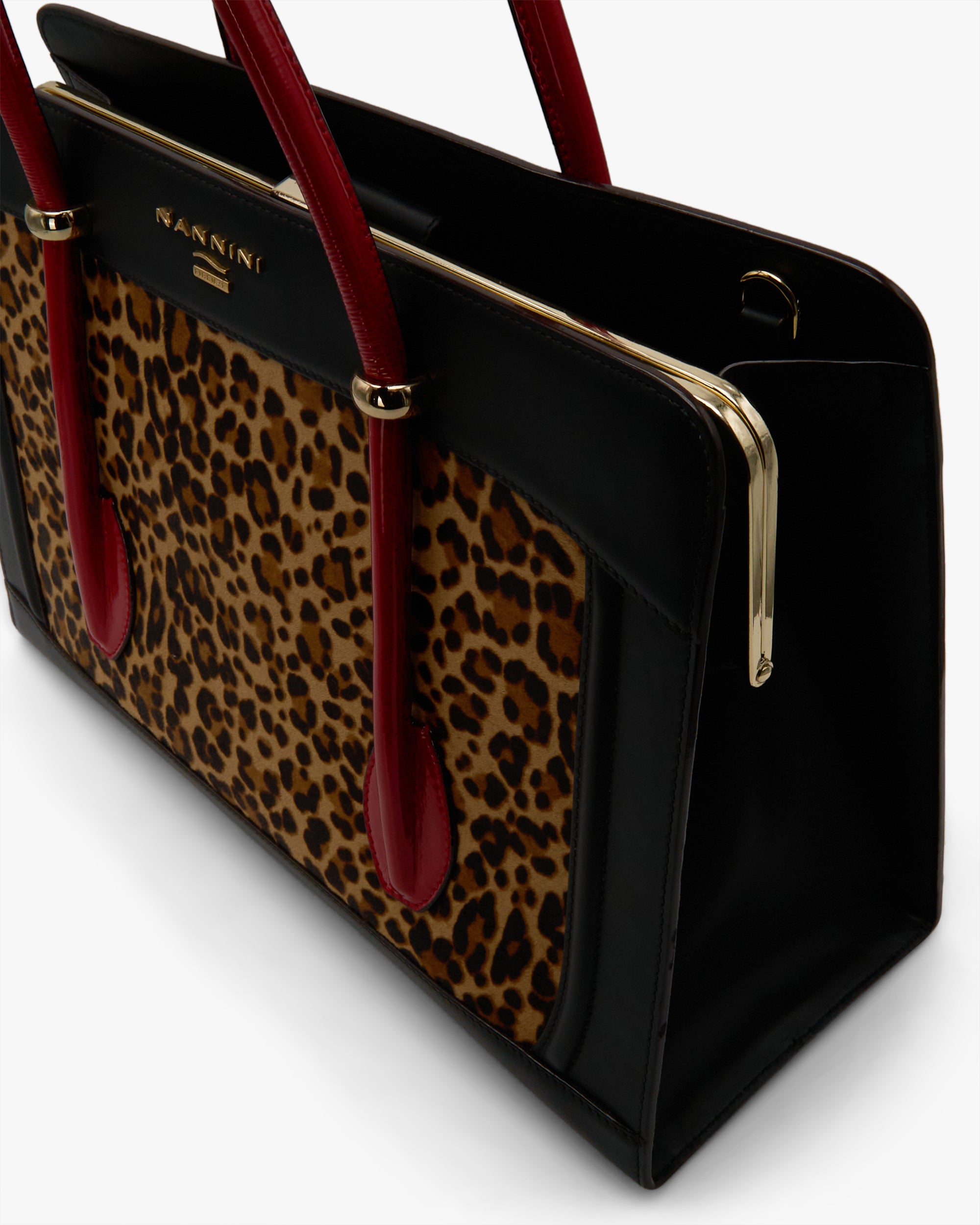 NANNINI borsa pelle liscia tracolla regolabile marrone chiara