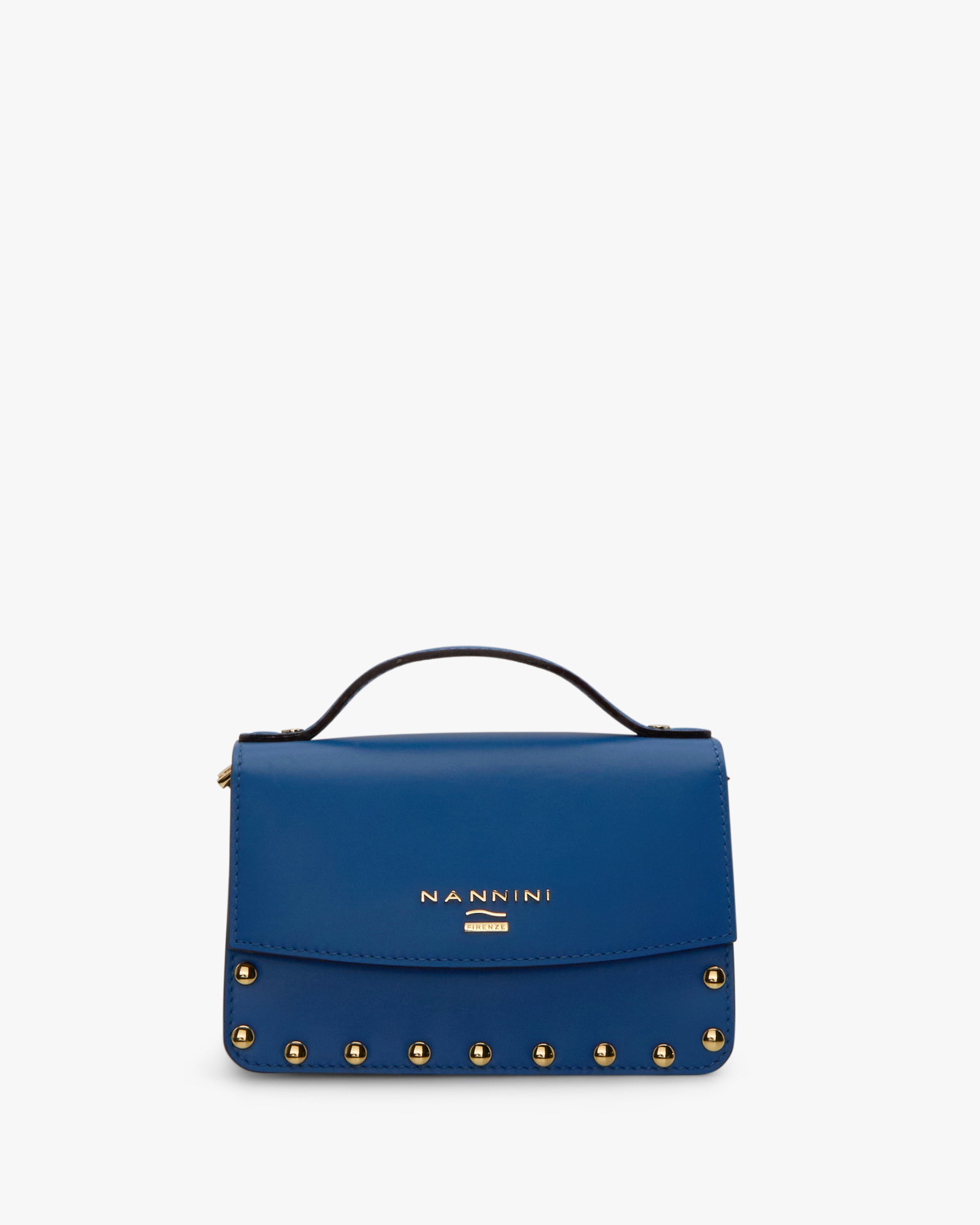 NANNINI borsa secchiello pelle marrone chiusura metallo frontale logo