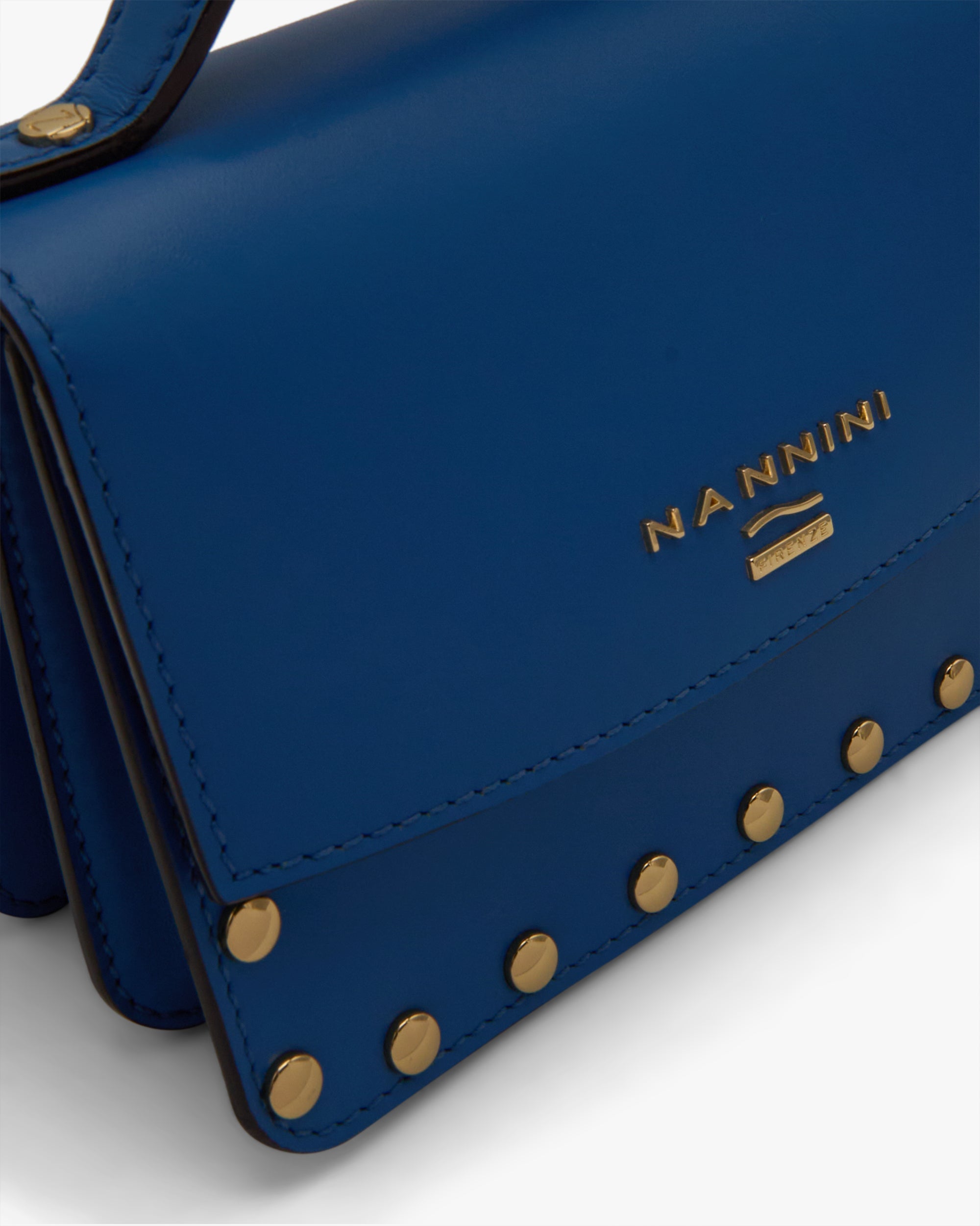 NANNINI borsa bauletto pelle martellata bianca dettagli oro