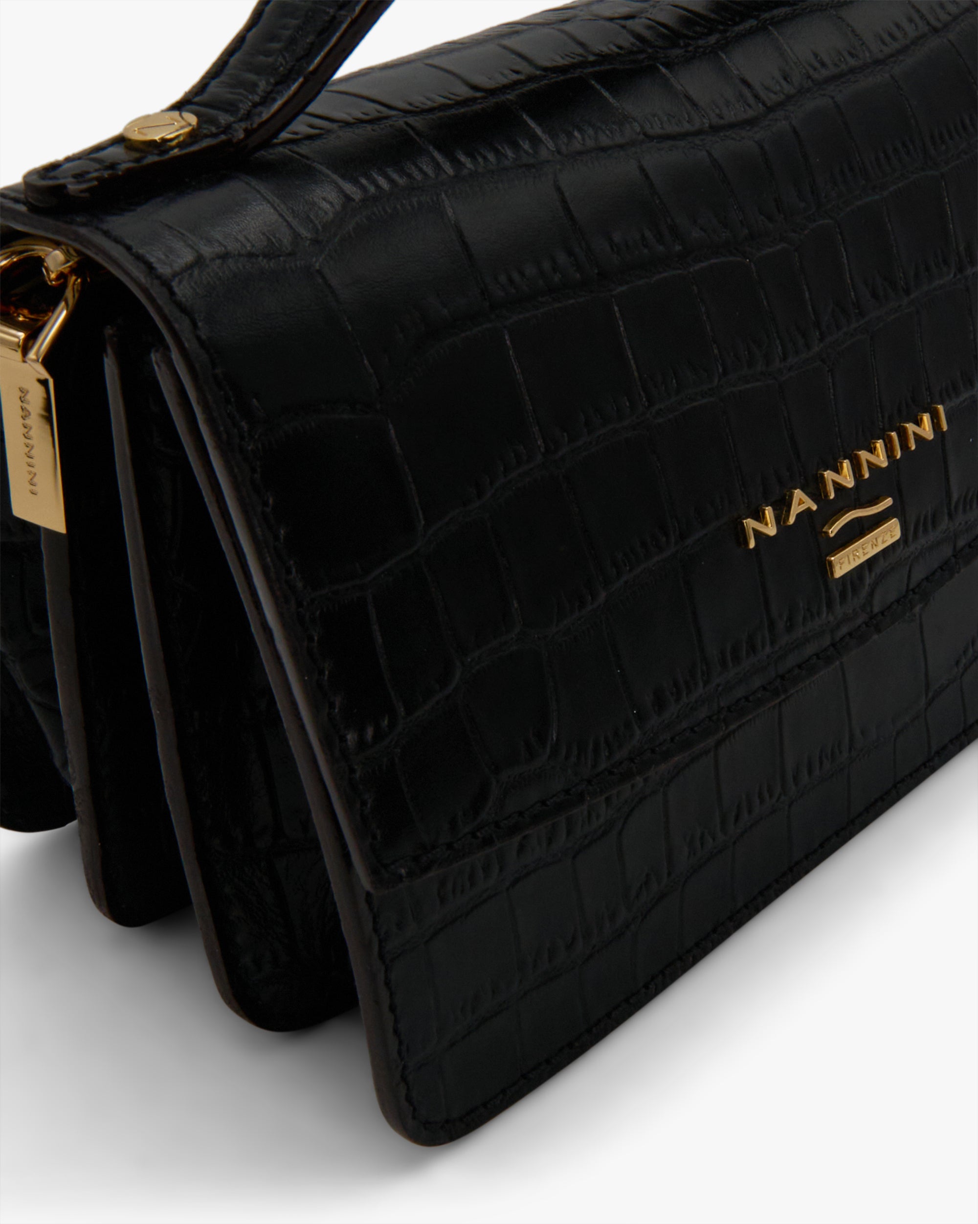 NANNINI borsa shopper pelle martellata blu scuro logo