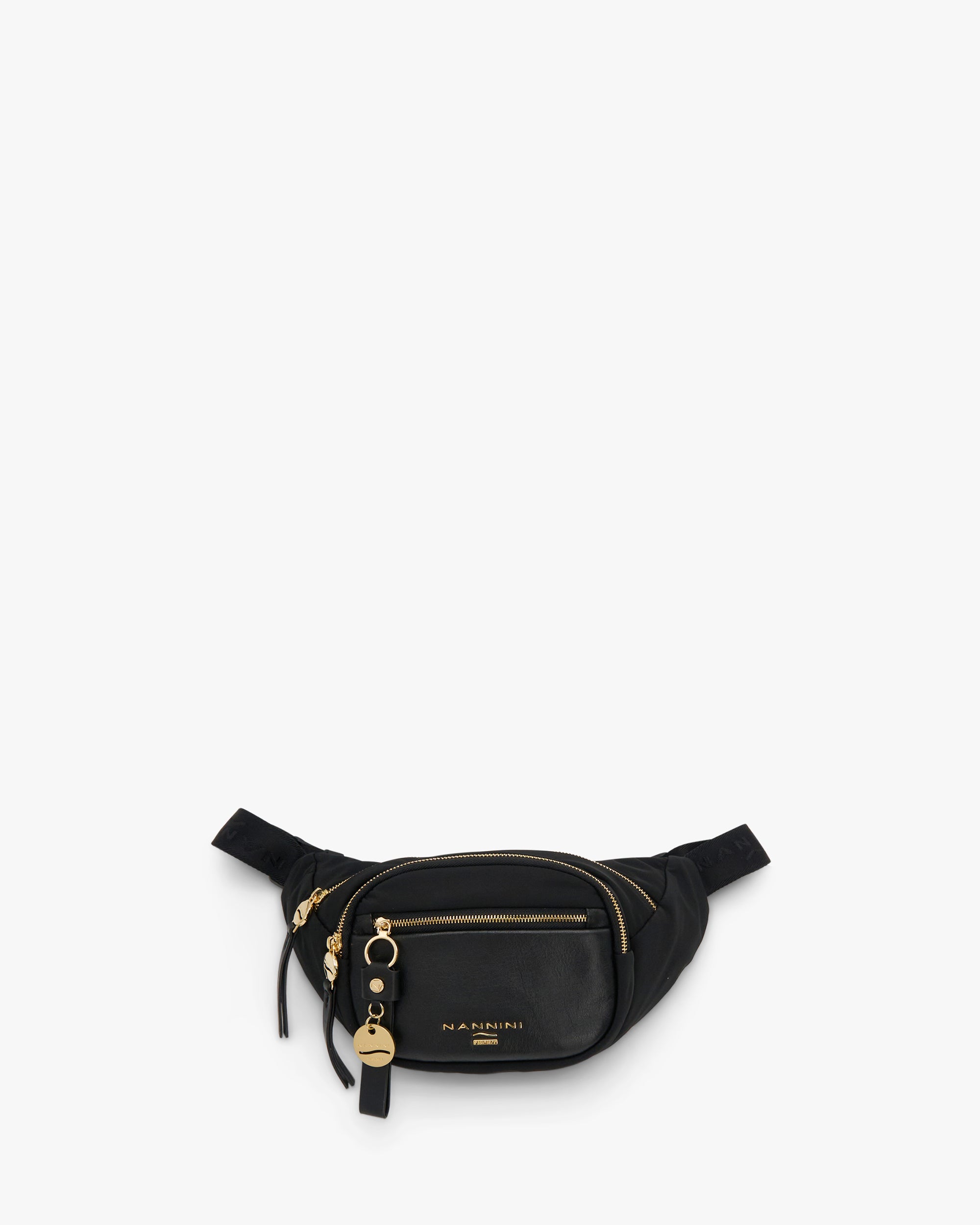 NANNINI borsa pelle liscia tracolla marrone piccola catena