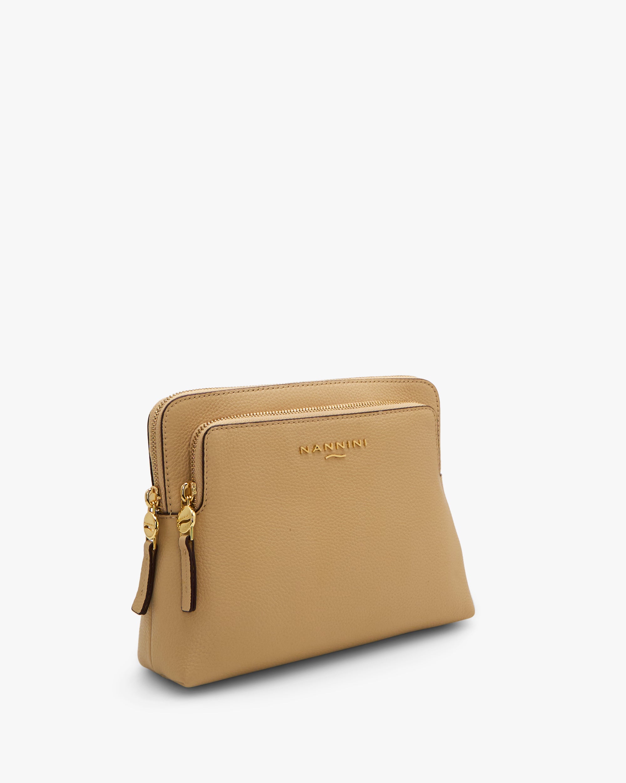 NANNINI borsa mano pelle martellata cuoio patta oro