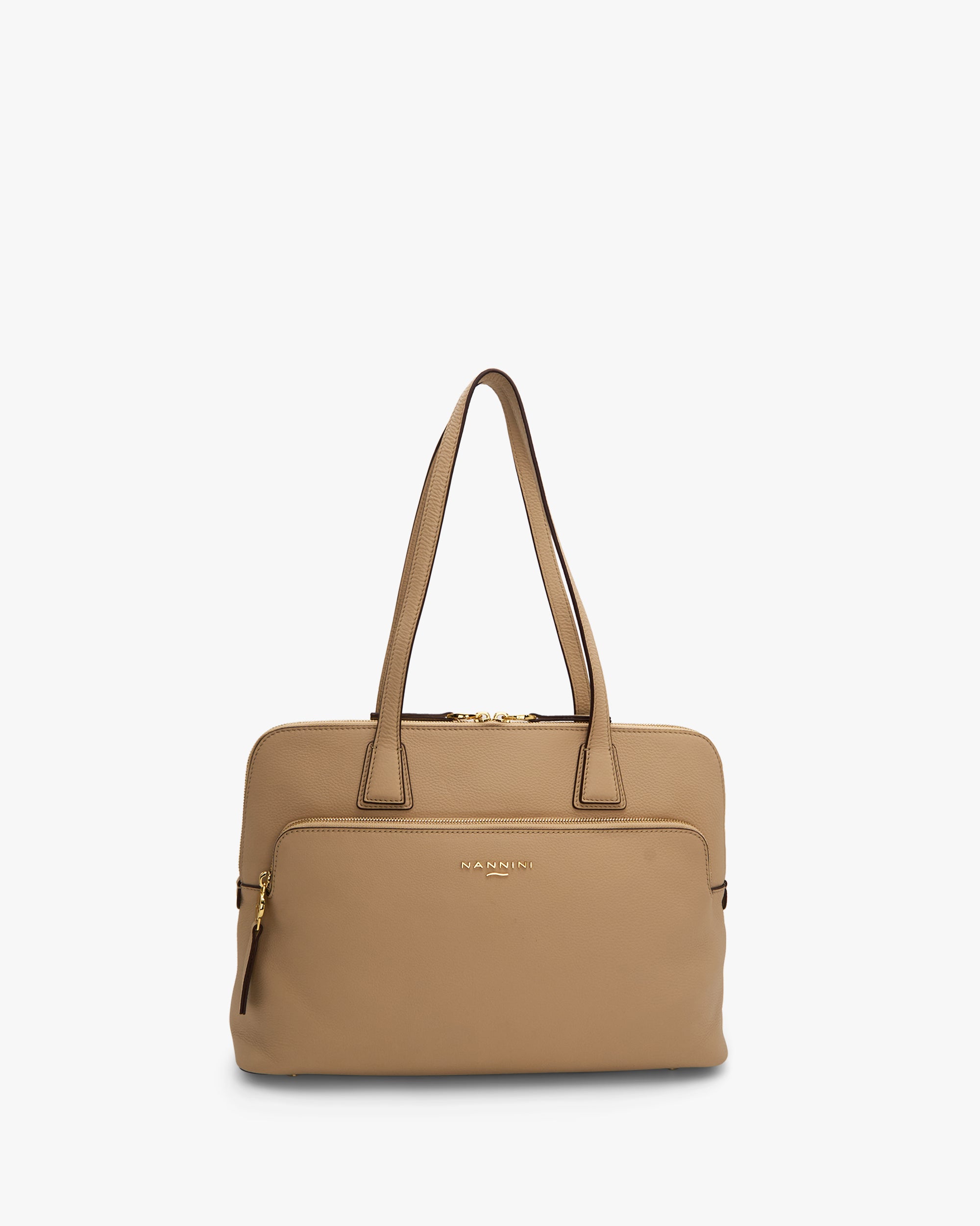 NANNINI borsa mano tracolla paglia intrecciata beige cuoio