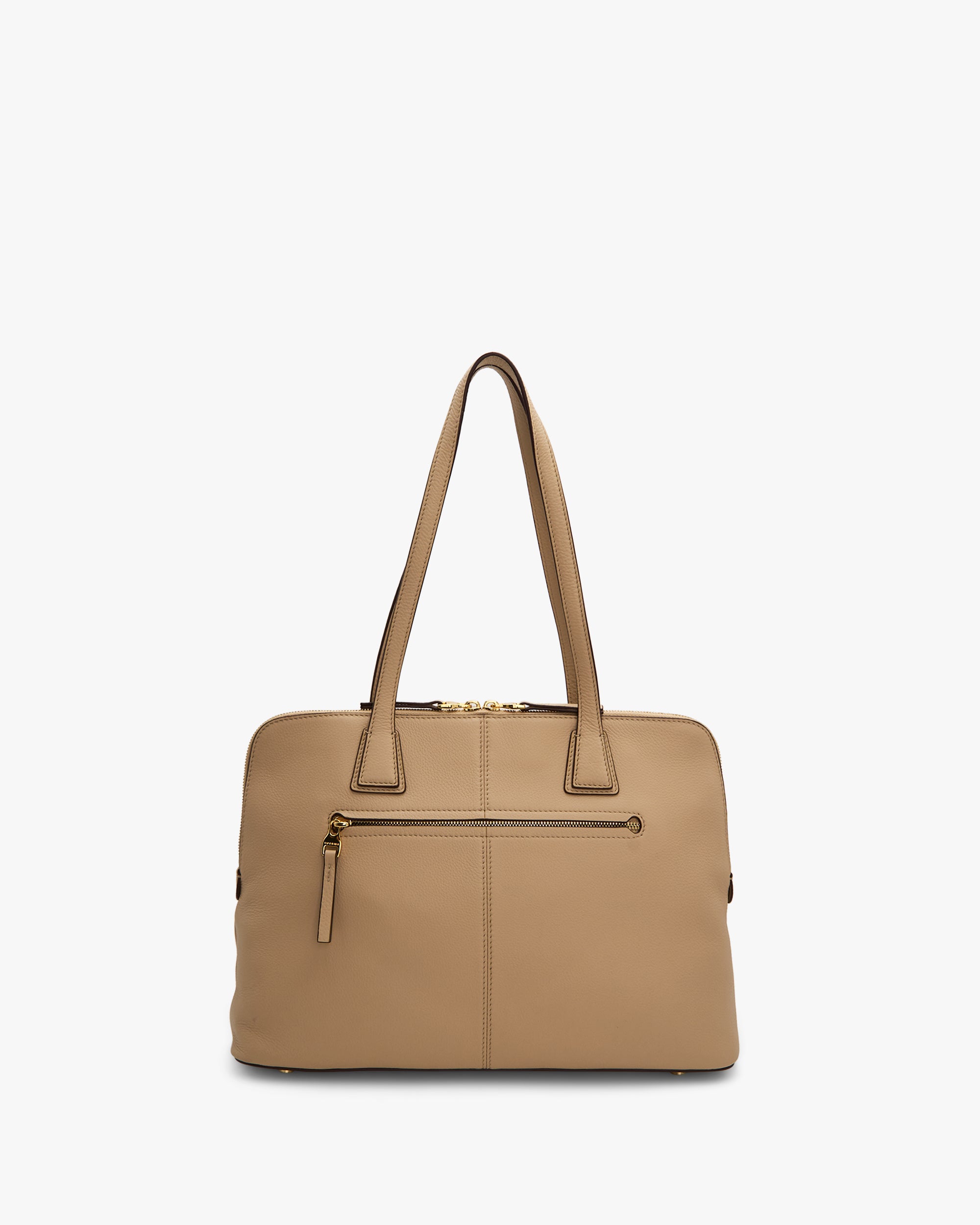 NANNINI shopper rigida pelle martellata beige manici tracolla