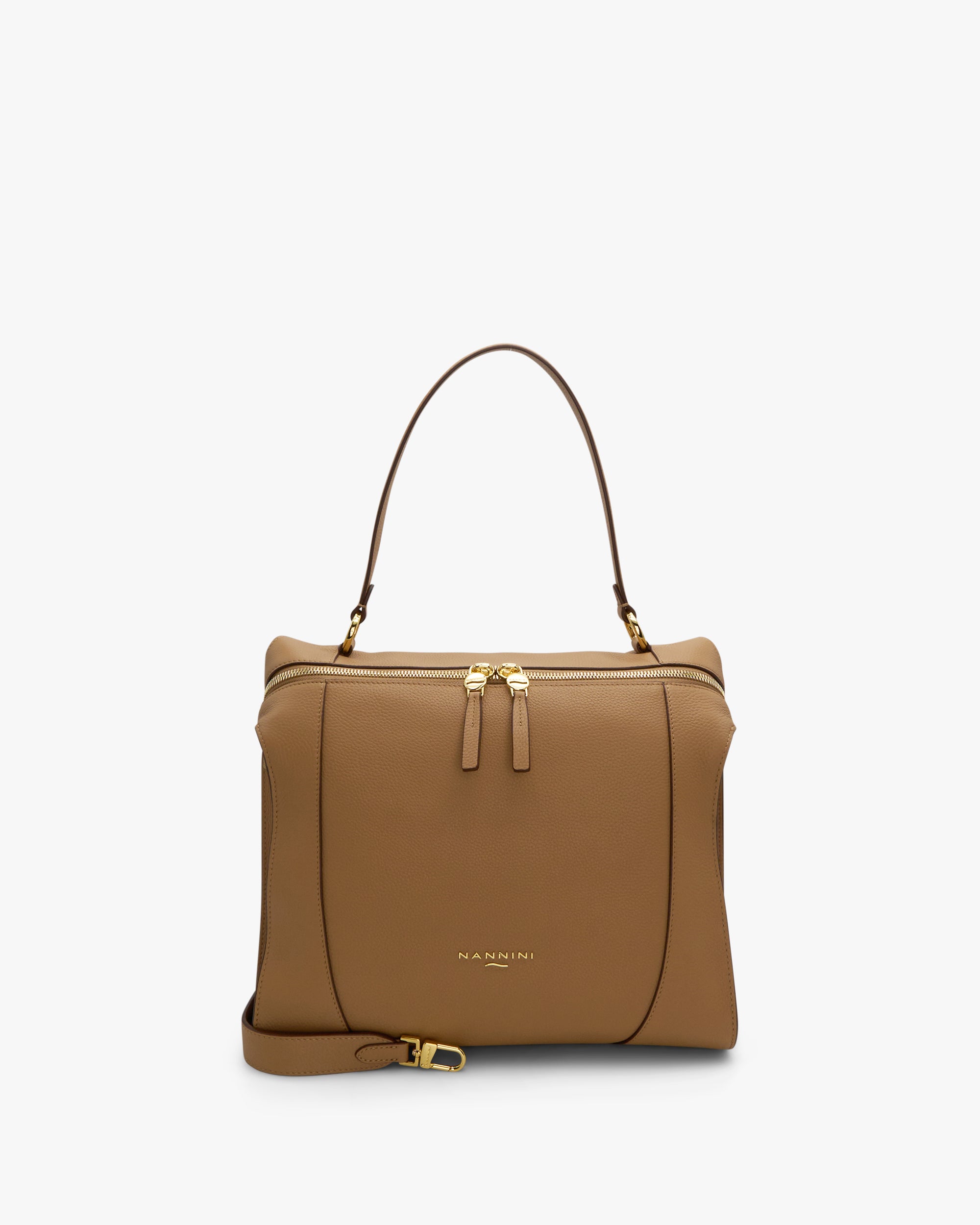 NANNINI borsa spalla donna pelle testurizzata marrone con patta