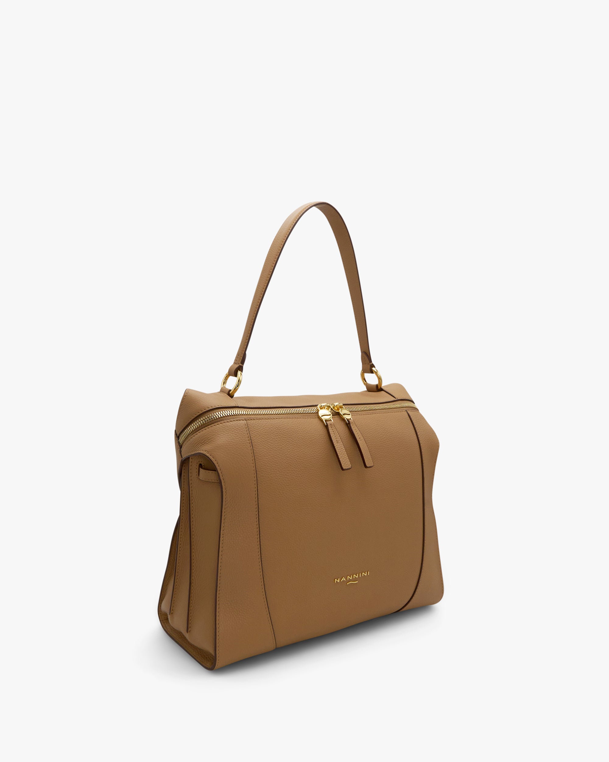 NANNINI borsa spalla donna pelle martellata nera media