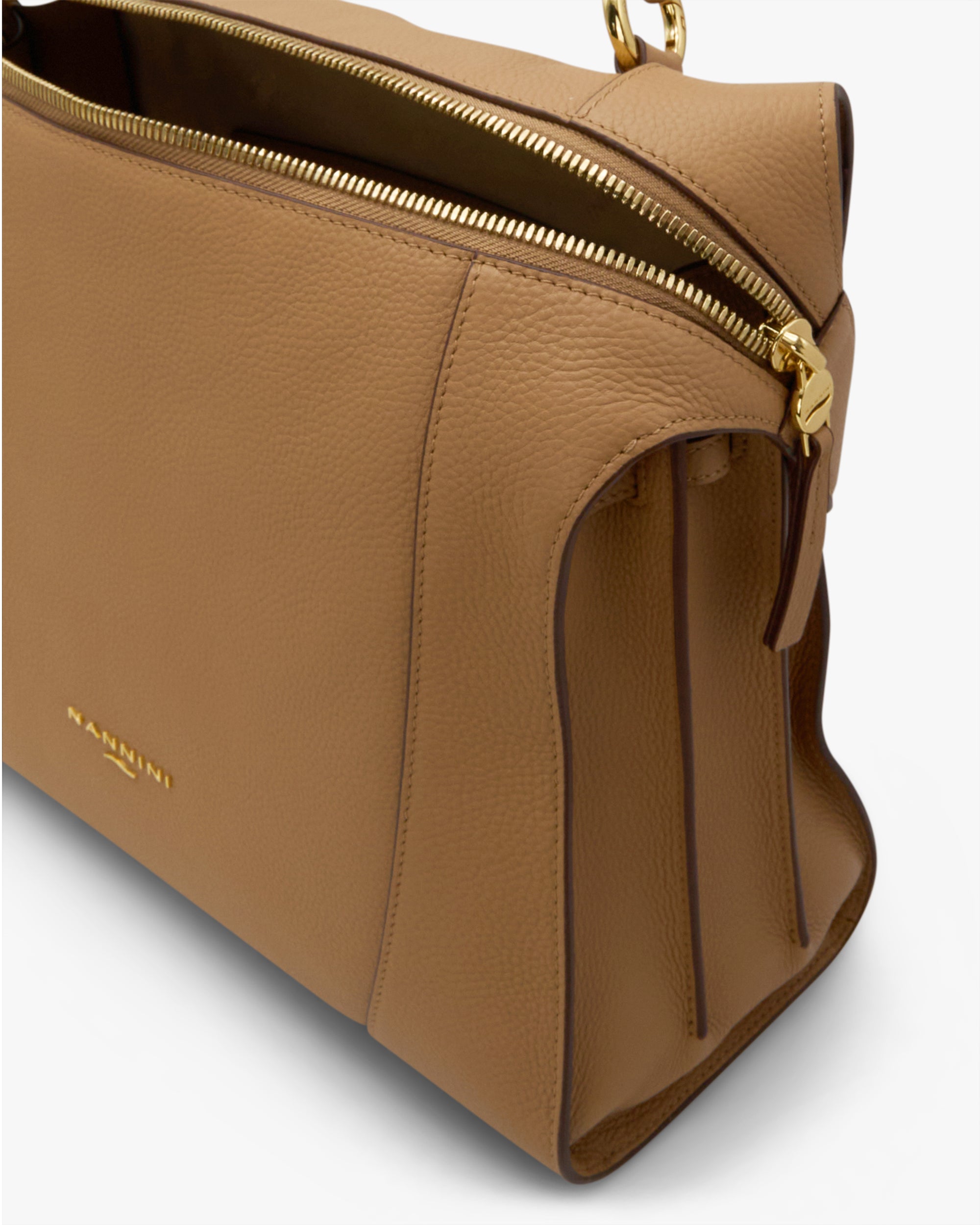 NANNINI shopper tessuto tecnico beige chiusura zip donna