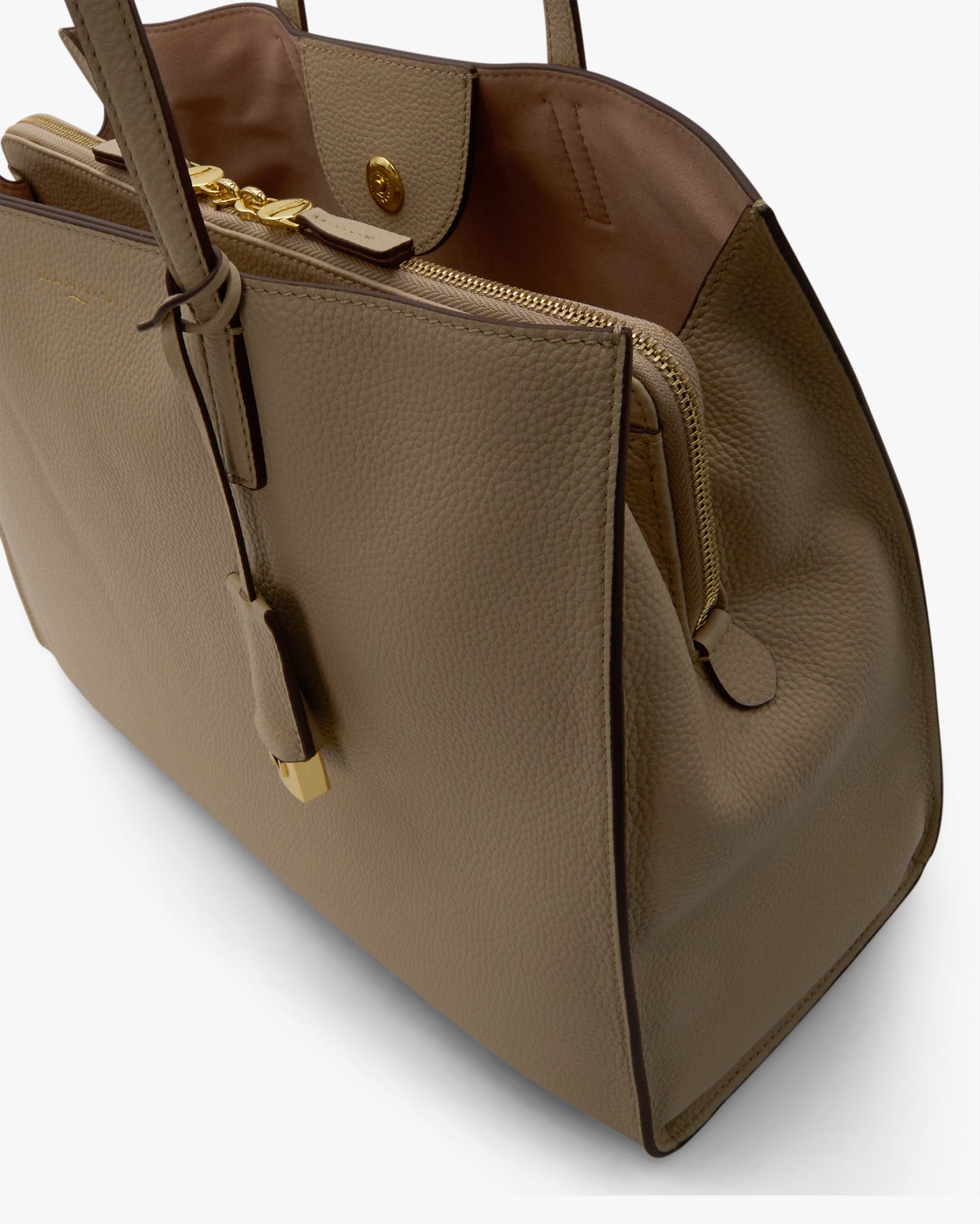 NANNINI borsa secchiello pelle marrone camoscio chiara frange