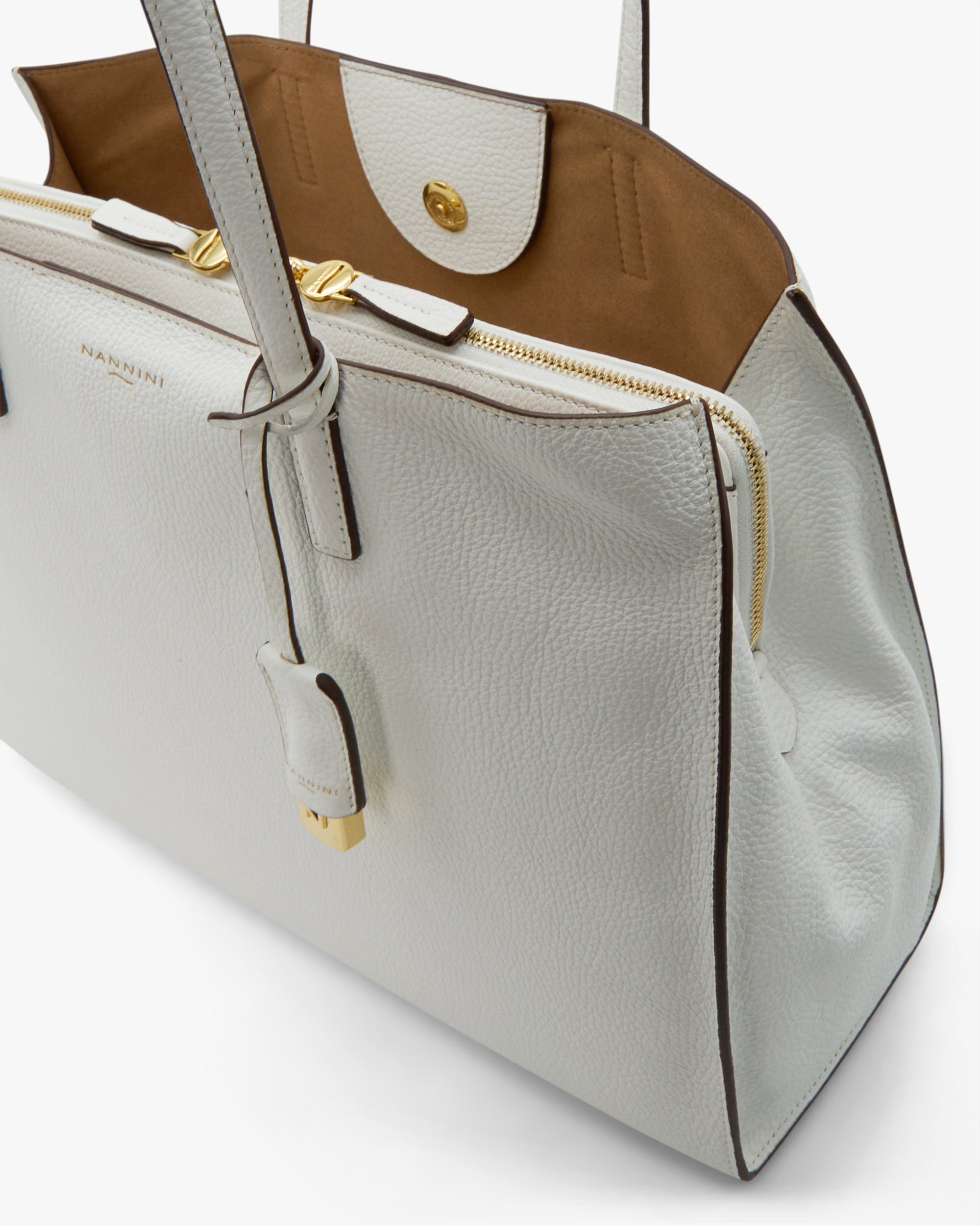 NANNINI borsa spalla donna pelle martellata marrone chiara classica