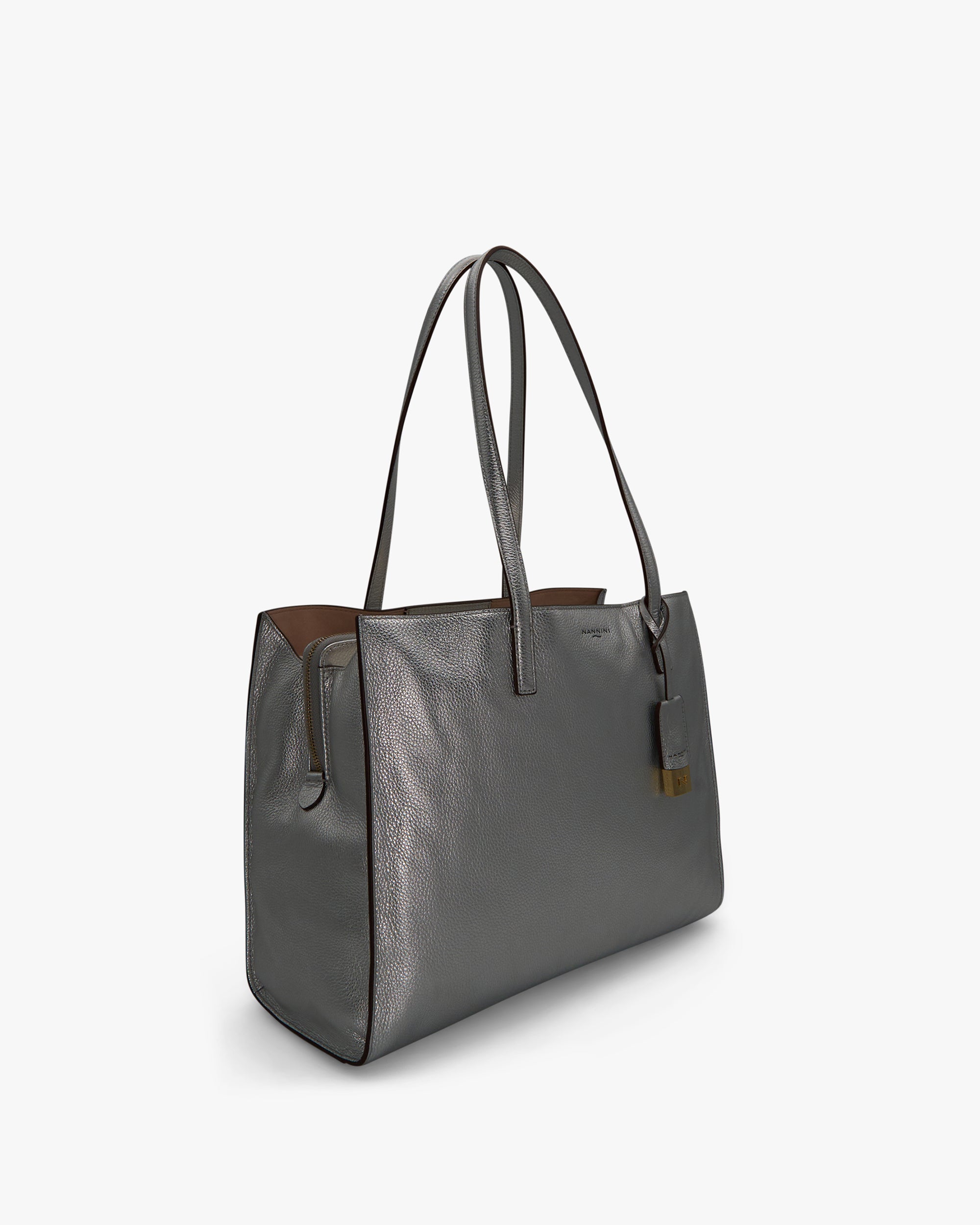 NANNINI Shopper pelle martellata bordeaux made in Italy