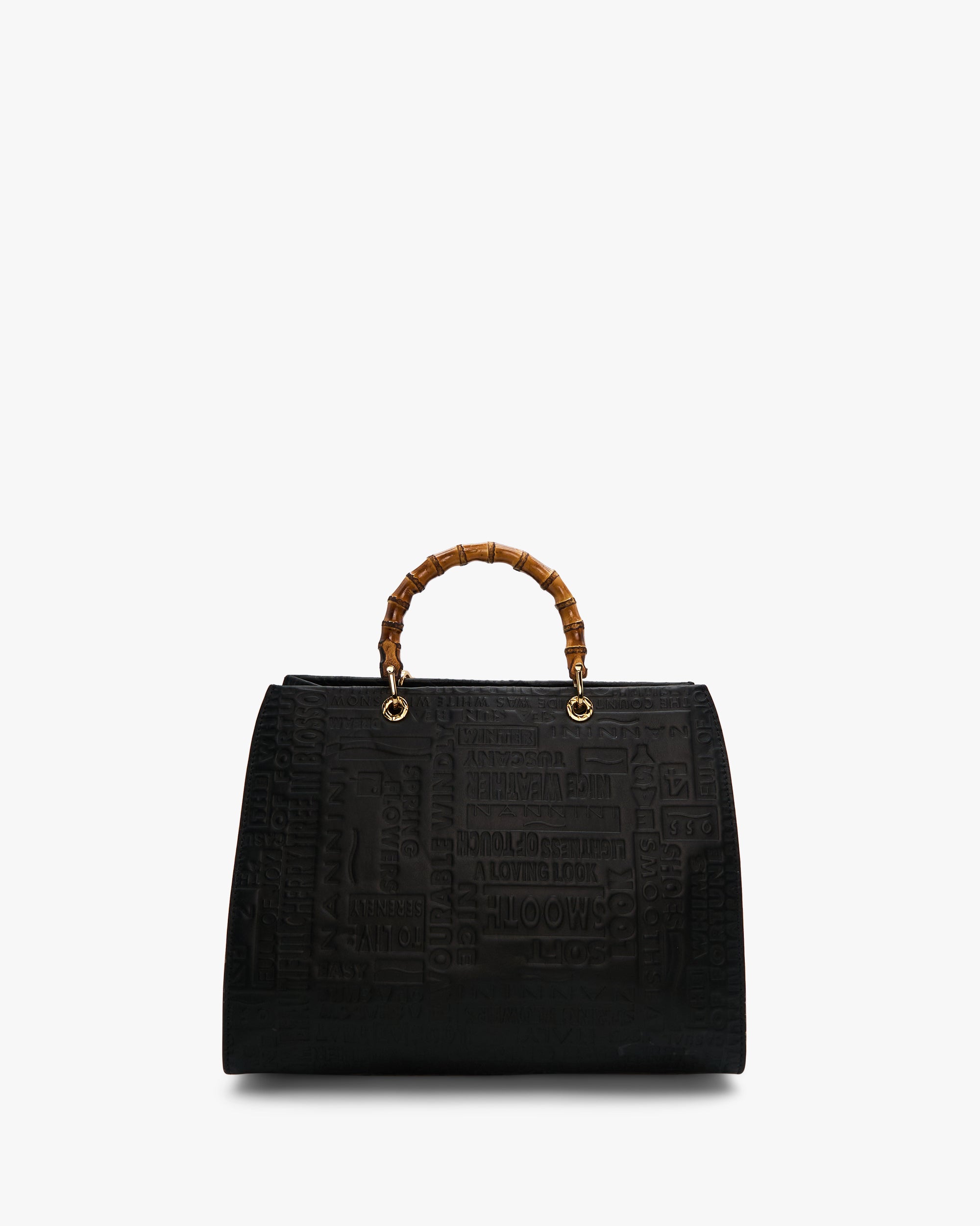 NANNINI borsa spalla donna pelle nero martellata fibbia oro
