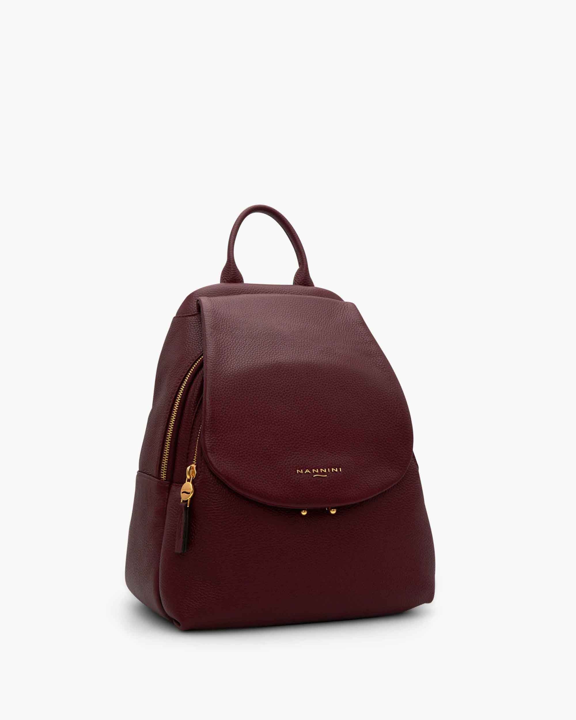 NANNINI Borsa a mano martellata pelle bordeaux rossa donna