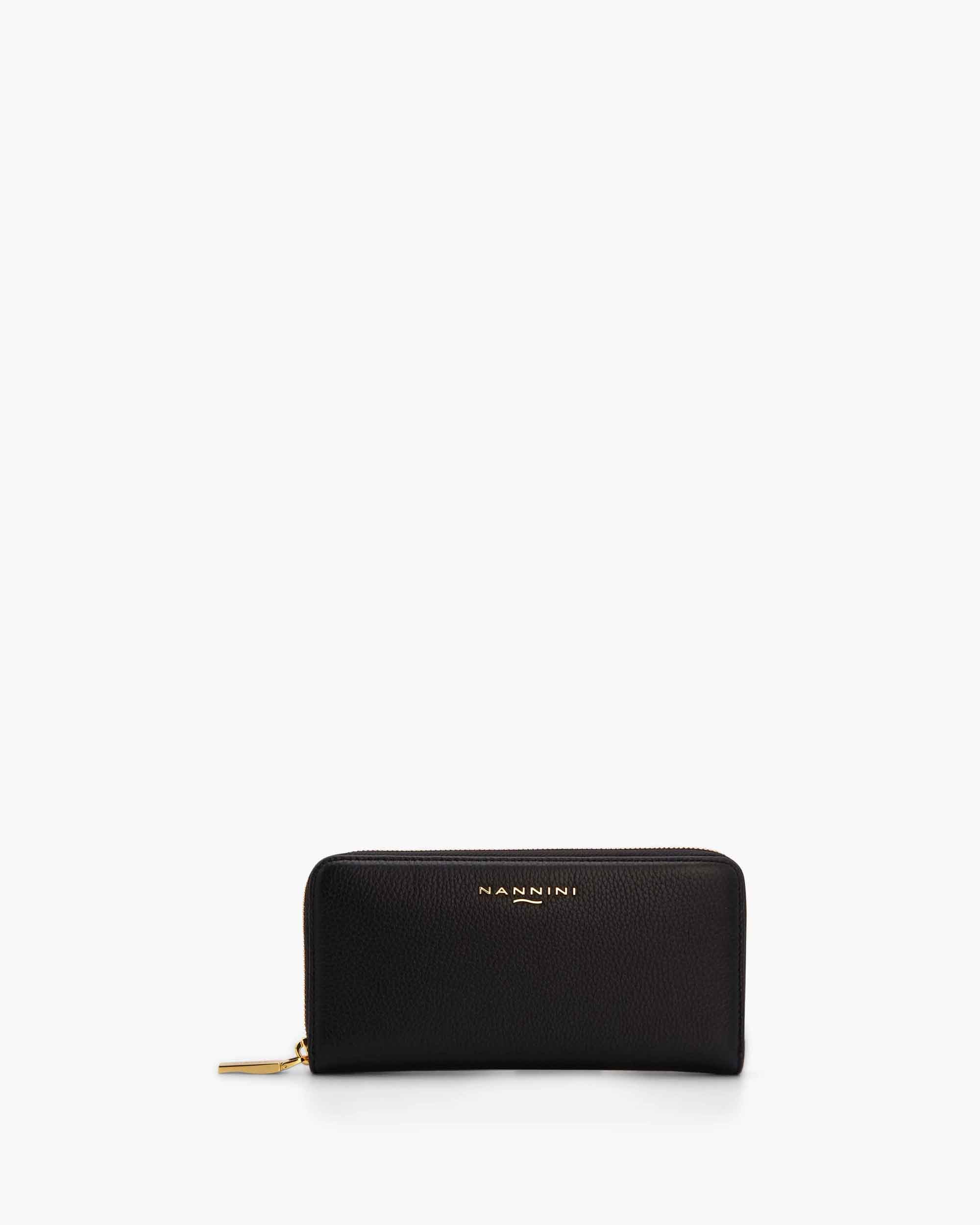 NANNINI borsa secchiello pelle martellata nero trapuntata piccola