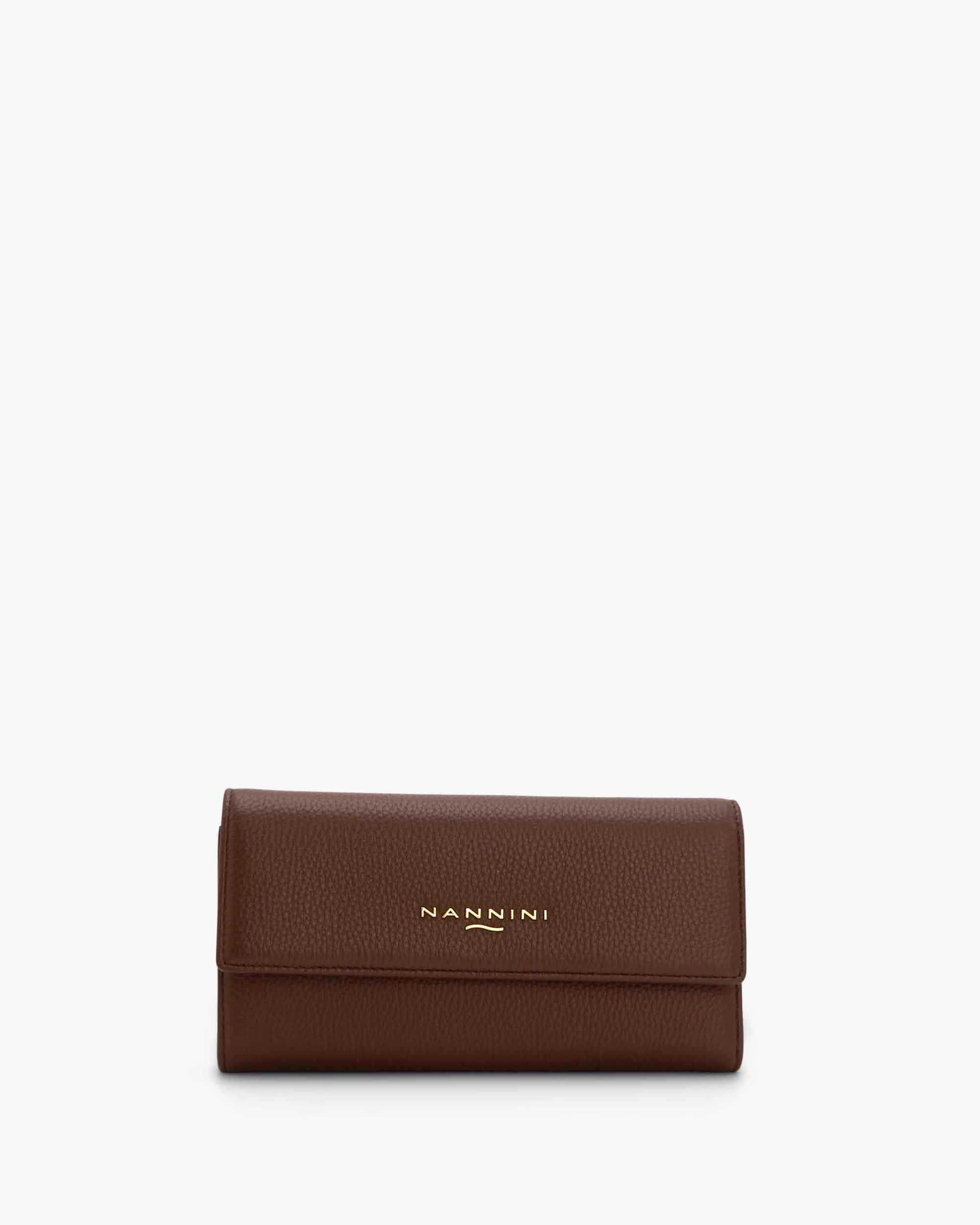 NANNINI borsa spalla donna pelle martellata bicolore verde marrone