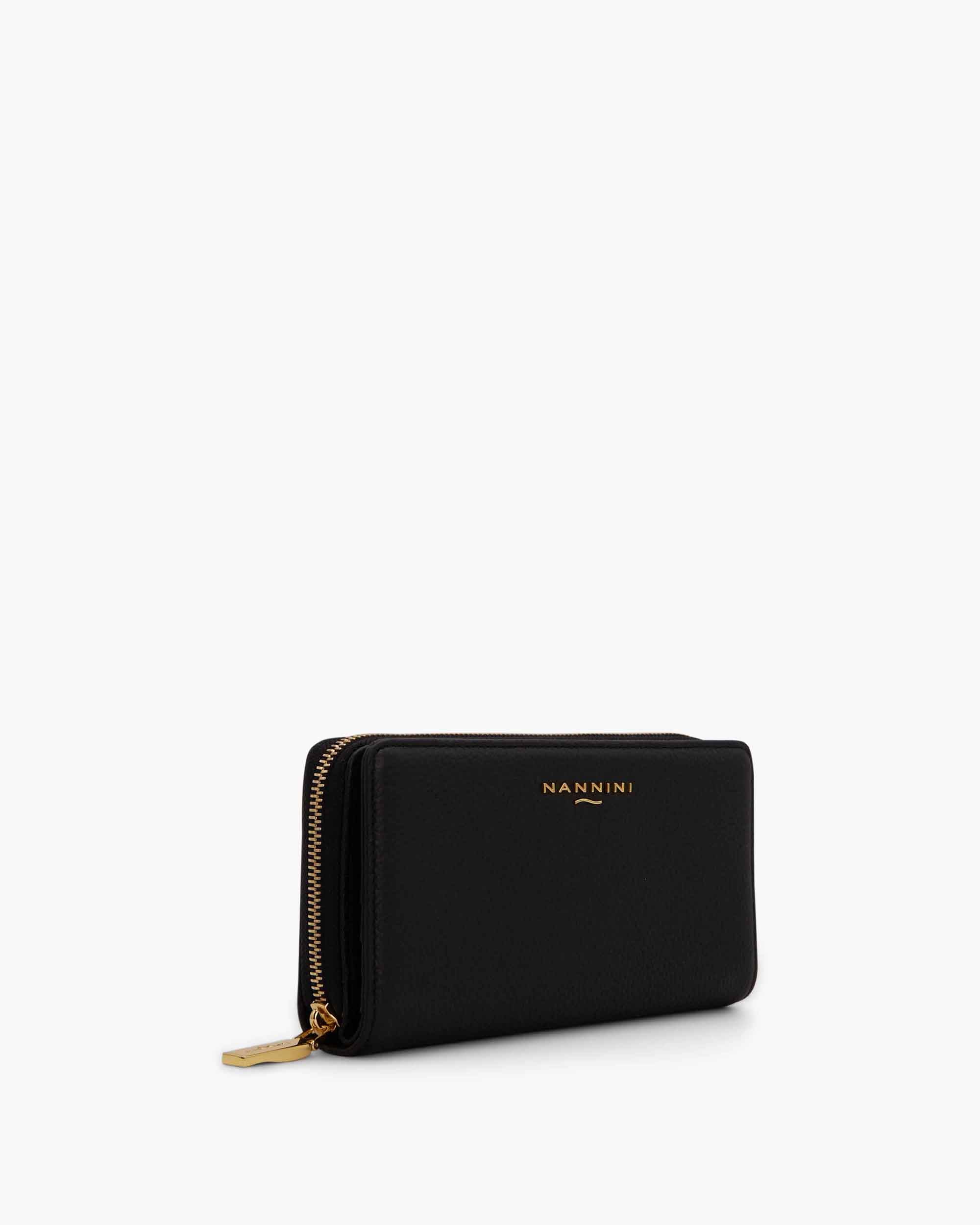 NANNINI bauletto donna pelle saffiano verde manici bambù