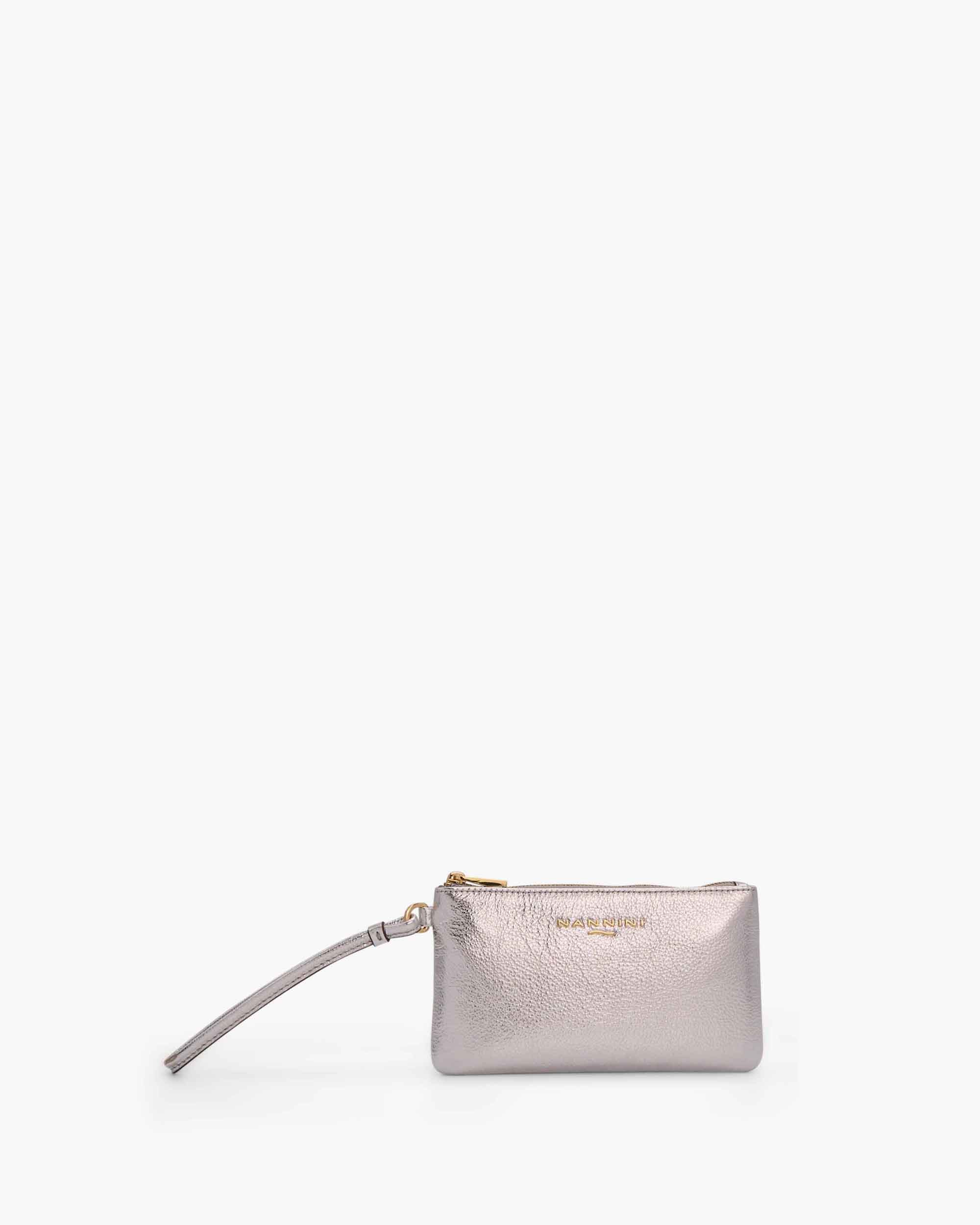 NANNINI borsa spalla donna pelle martellata marrone chiusura patta