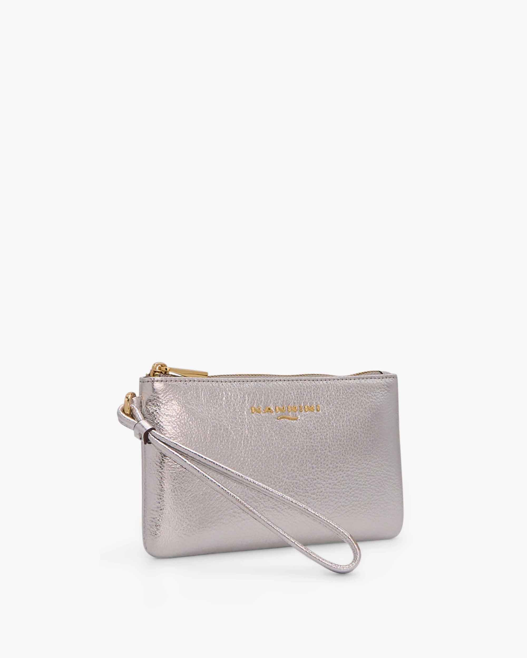 NANNINI borsa spalla donna pelle nero martellata fibbia oro