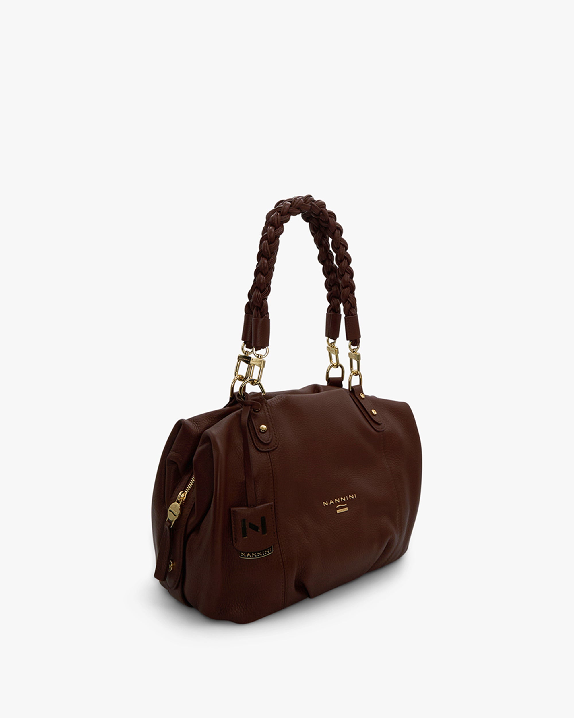 NANNINI bauletto donna pelle beige marrone effetto bottalato