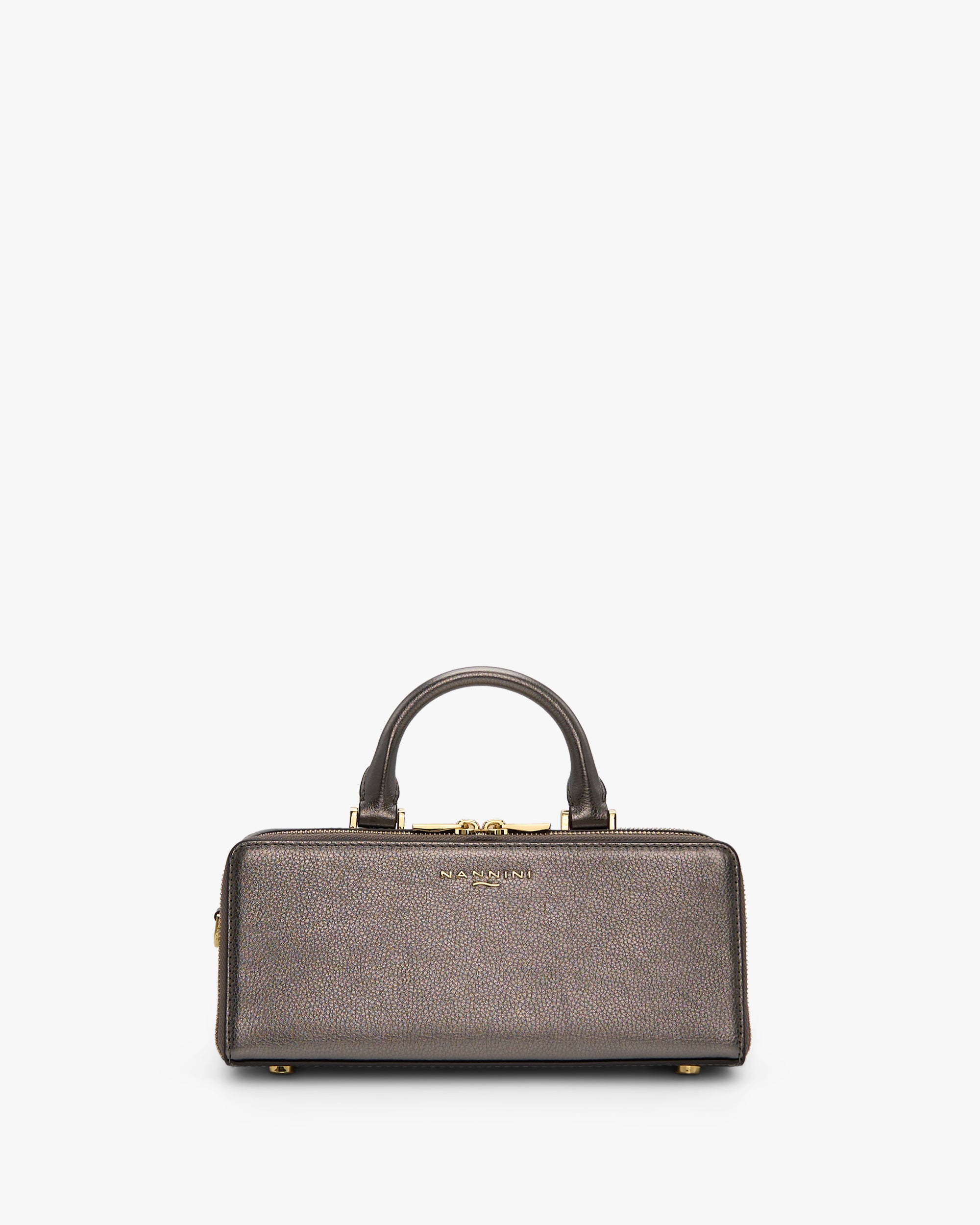 NANNINI borsa pelle martellata tracolla patta marrone donna