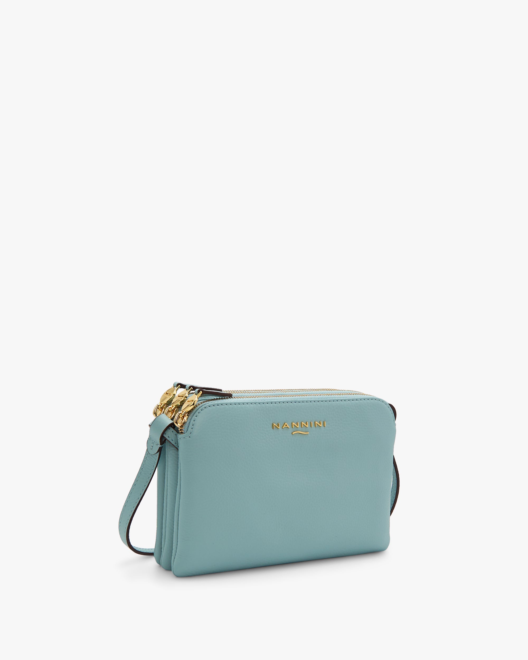 NANNINI Bauletto Pelle Martellata Marrone Chiusura Zip Spalla