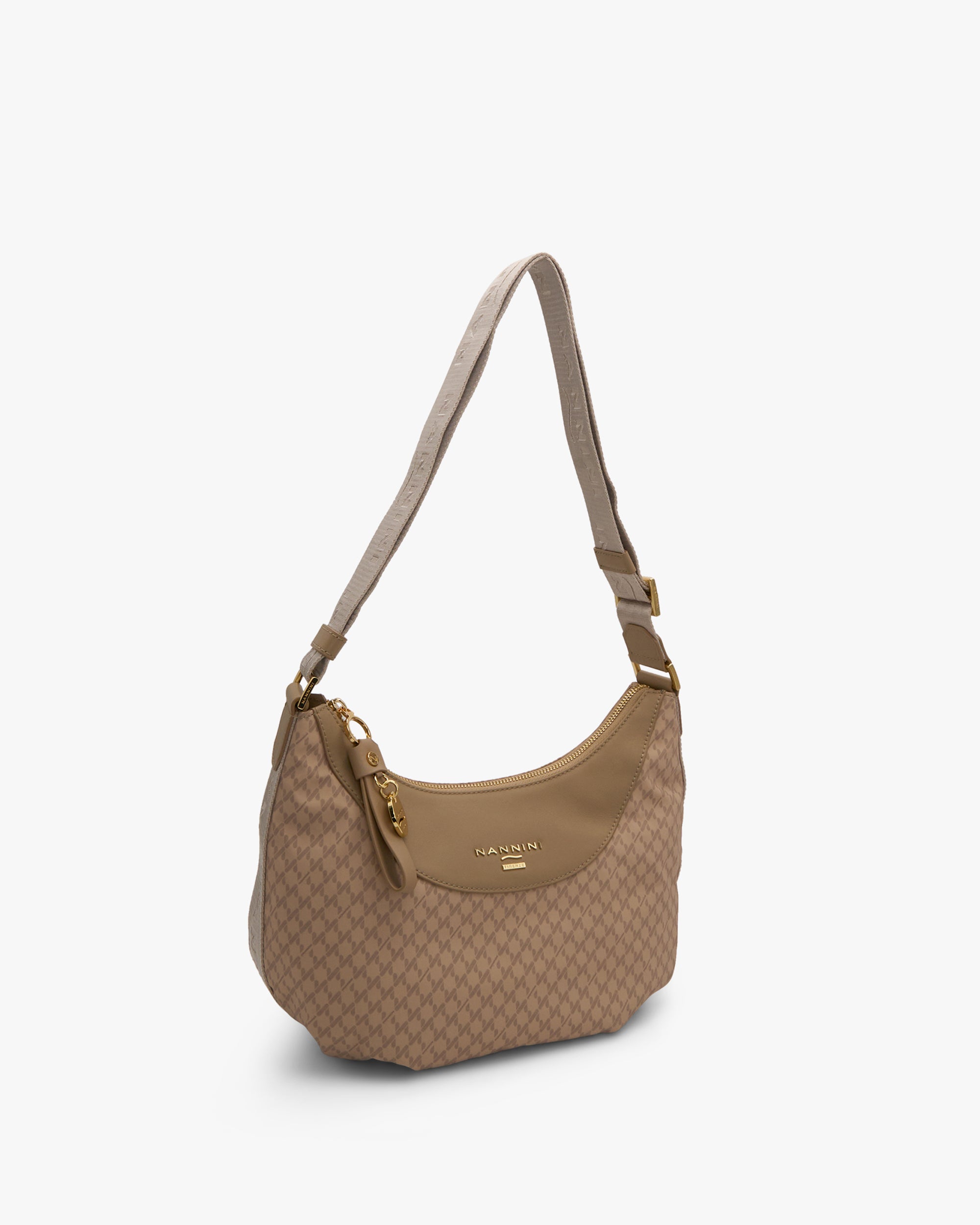 NANNINI Borsa a mano martellata beige tracolla pelle elegante