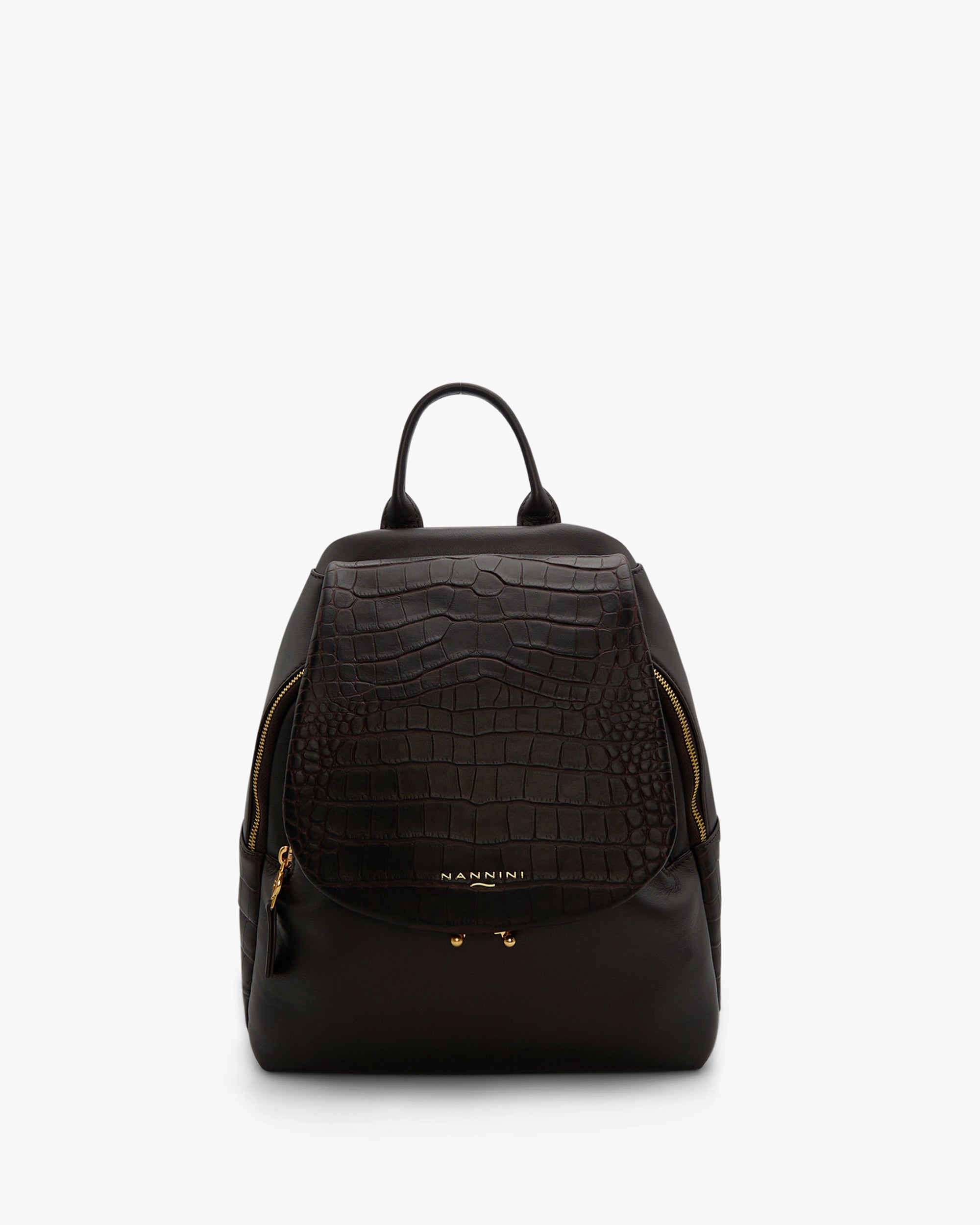 NANNINI borsa spalla donna pelle liscia verde scuro.