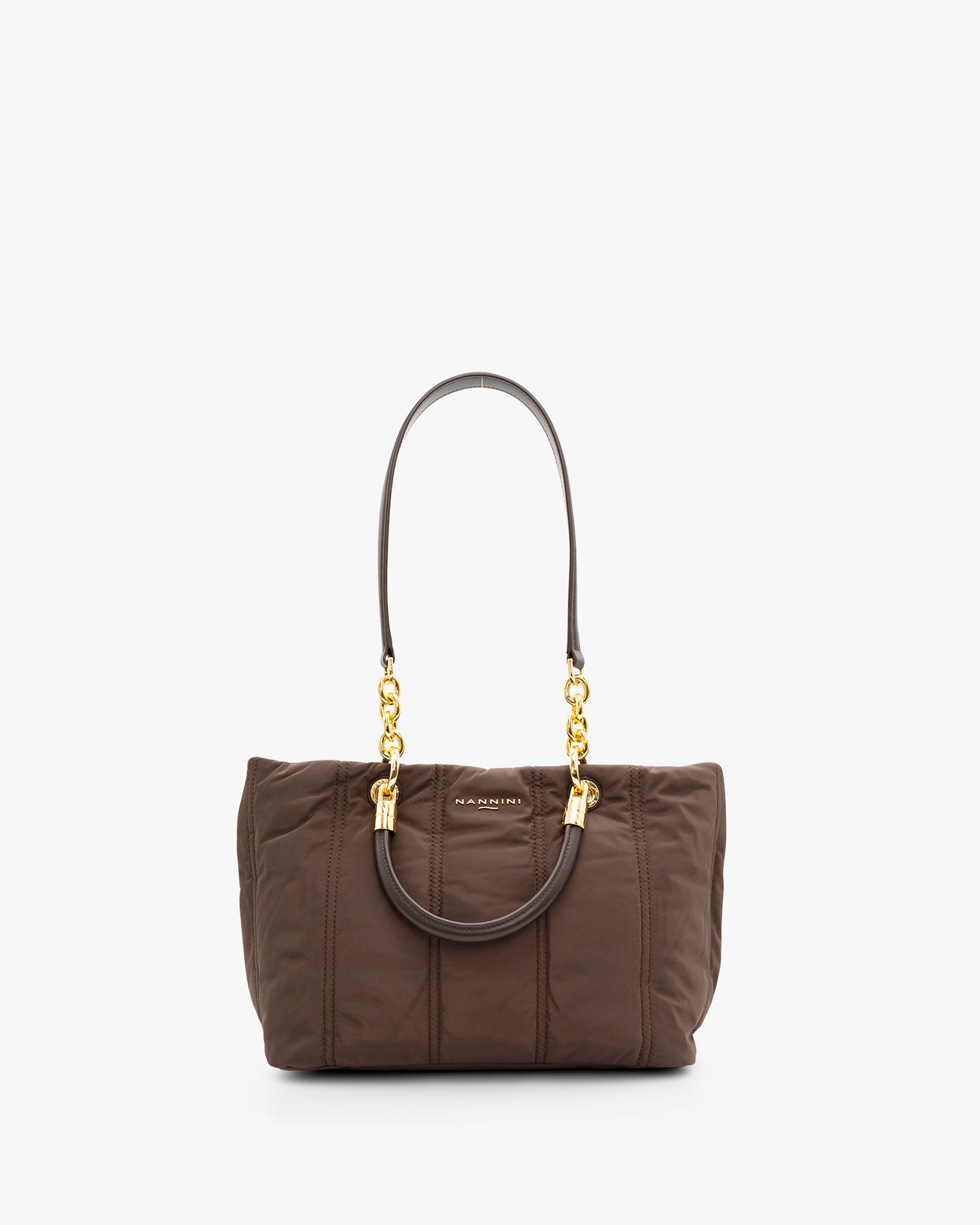 NANNINI borsa pelle liscia tracolla marrone regolabile zip