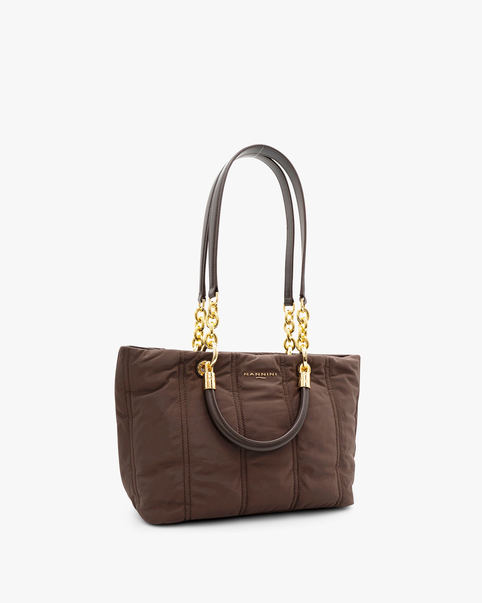 NANNINI borsa spalla donna pelle nero due manici catena
