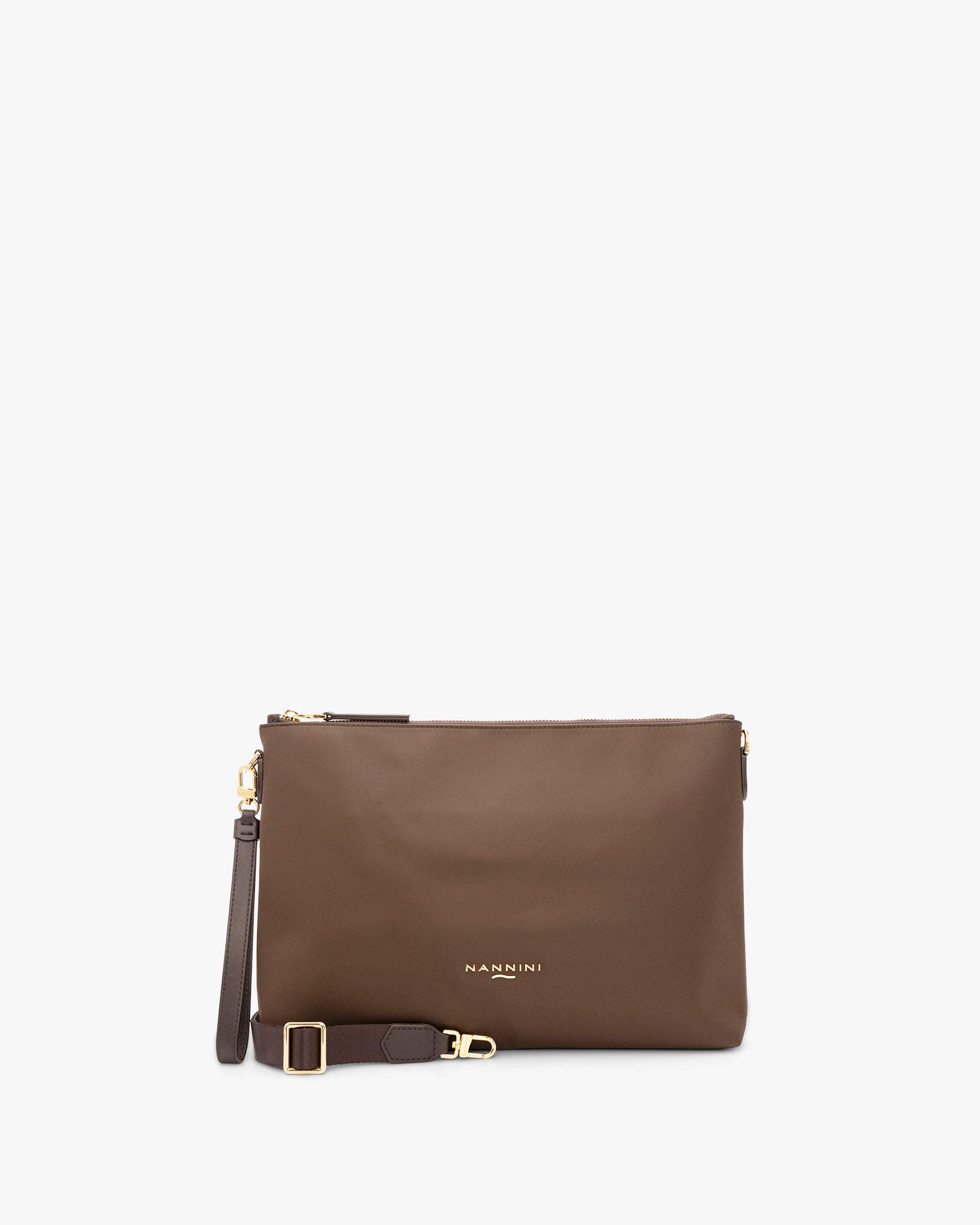 NANNINI Borsa a mano martellata beige tracolla pelle.