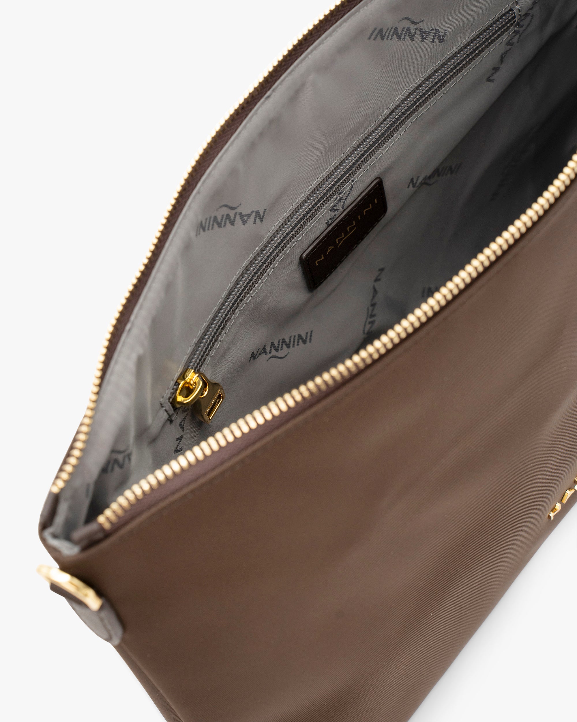 NANNINI bauletto pelle martellata bicolore bianco nero donna