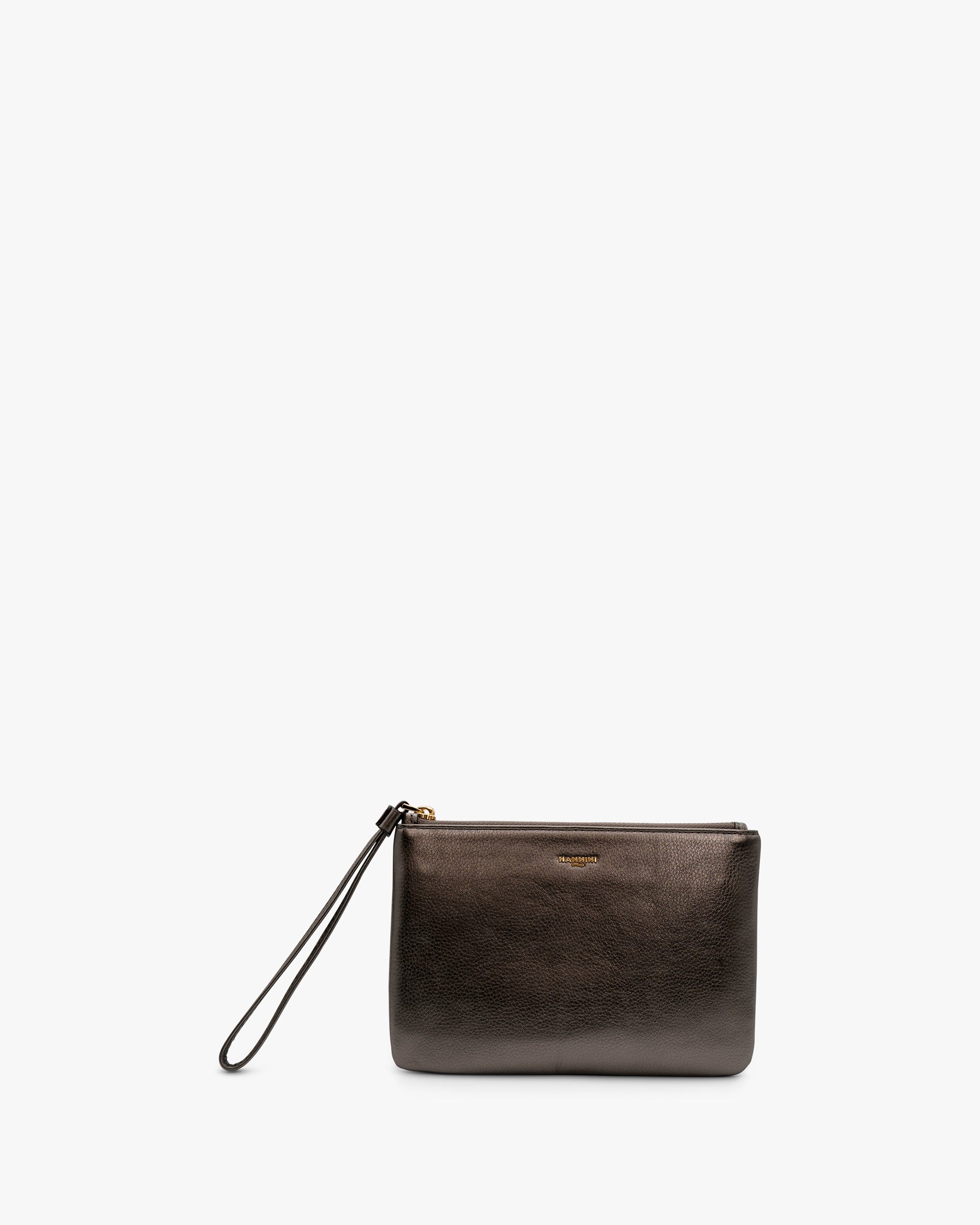 NANNINI bauletto borsa mano pelle martellata logo cuoio