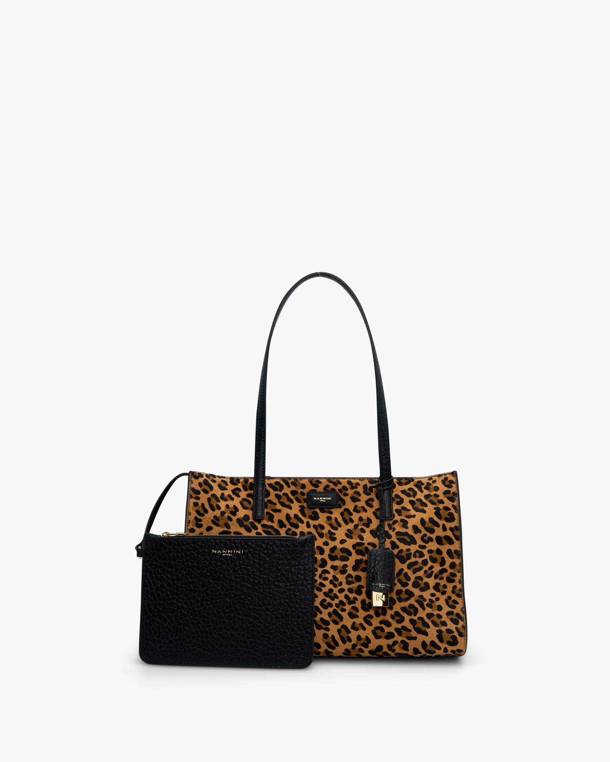 NANNINI borsa spalla donna pelle martellata marrone chiara manici