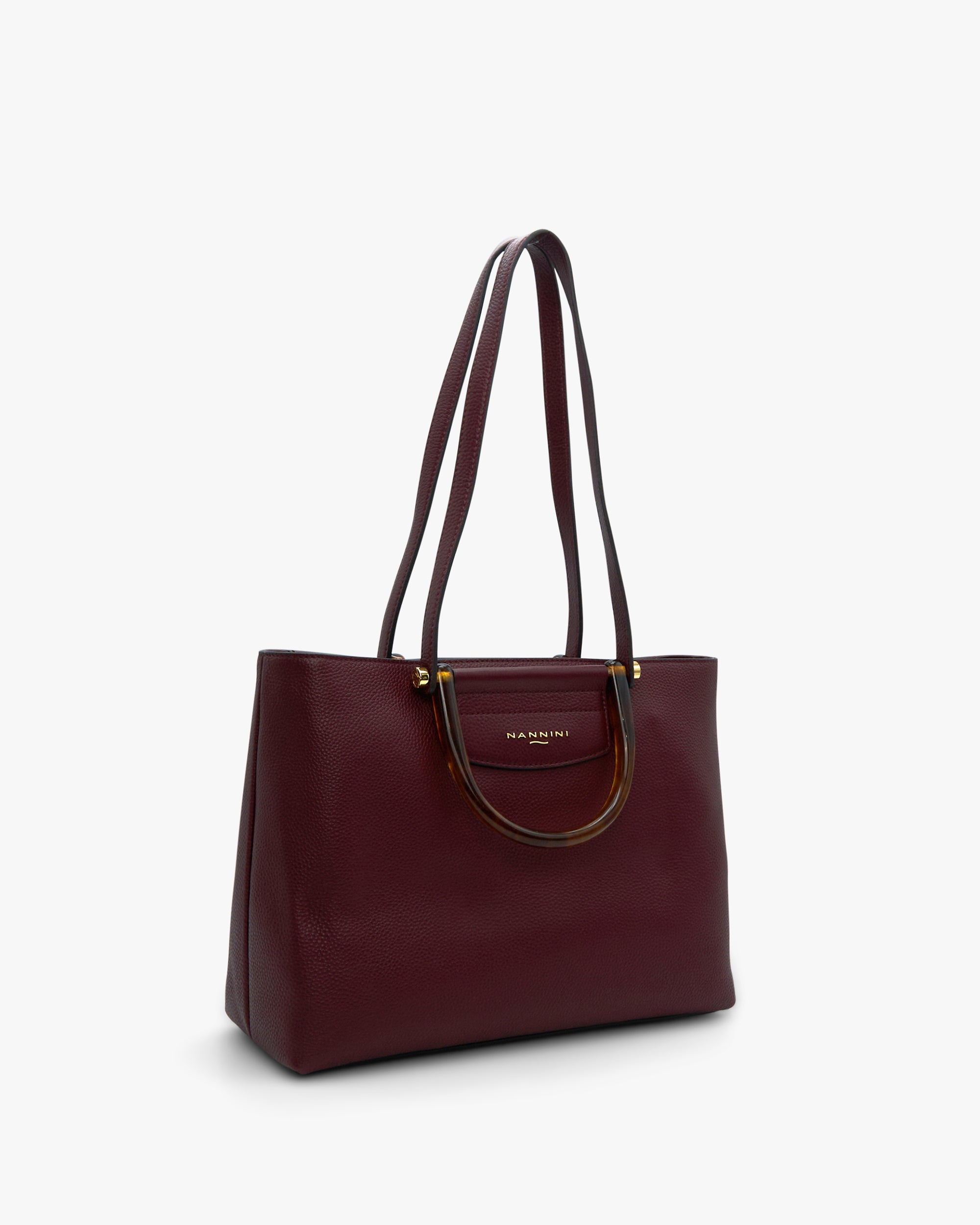 NANNINI borsa spalla donna intrecciata similpelle marrone chiara