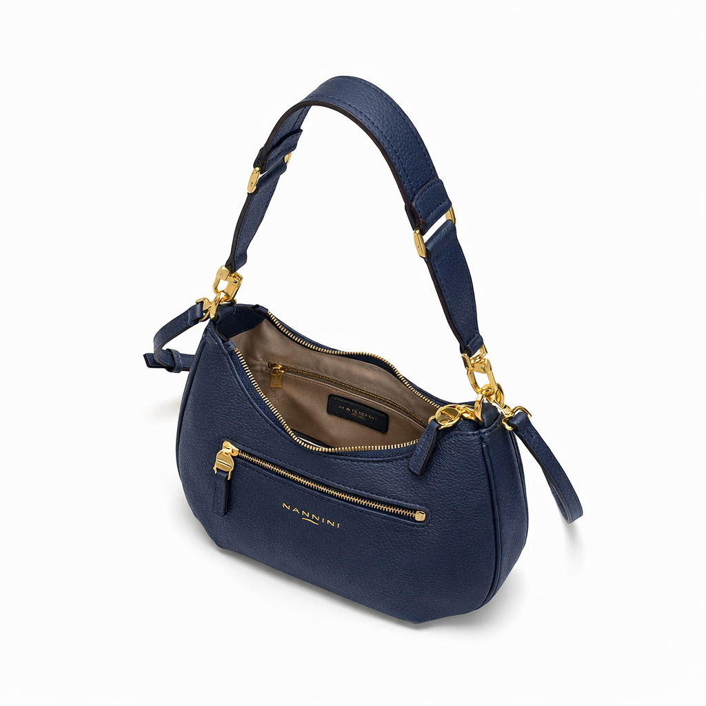 NANNINI borsa secchiello pelle martellata color cuoio piccola