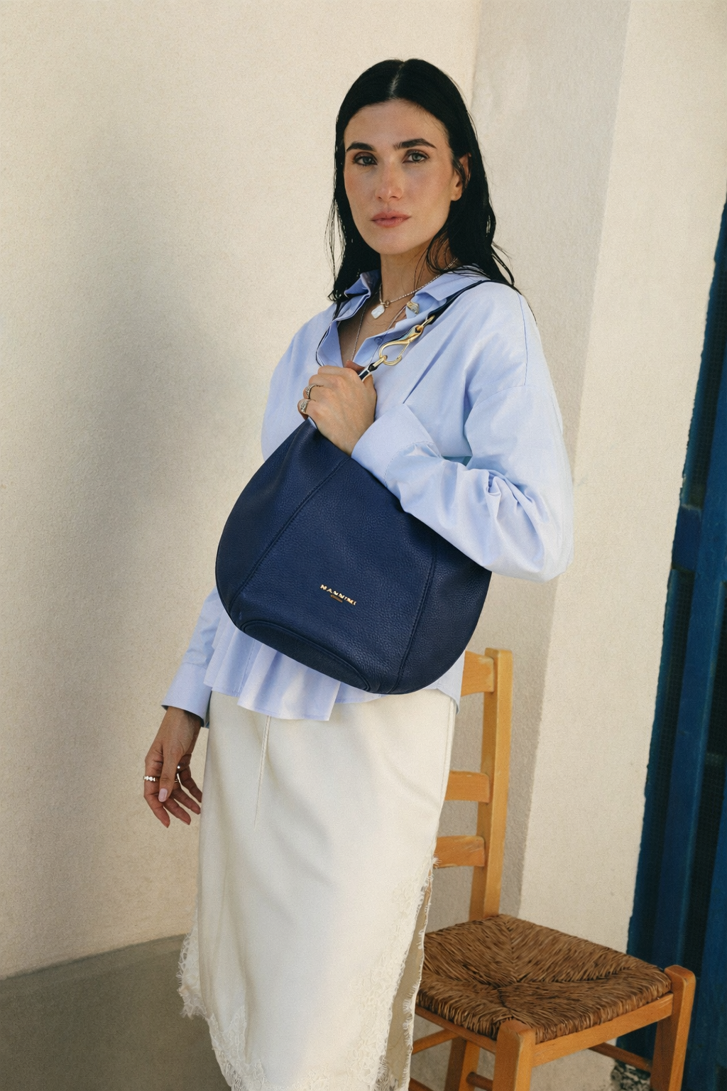 NANNINI borsa spalla donna pelle coccodrillo marrone made italy