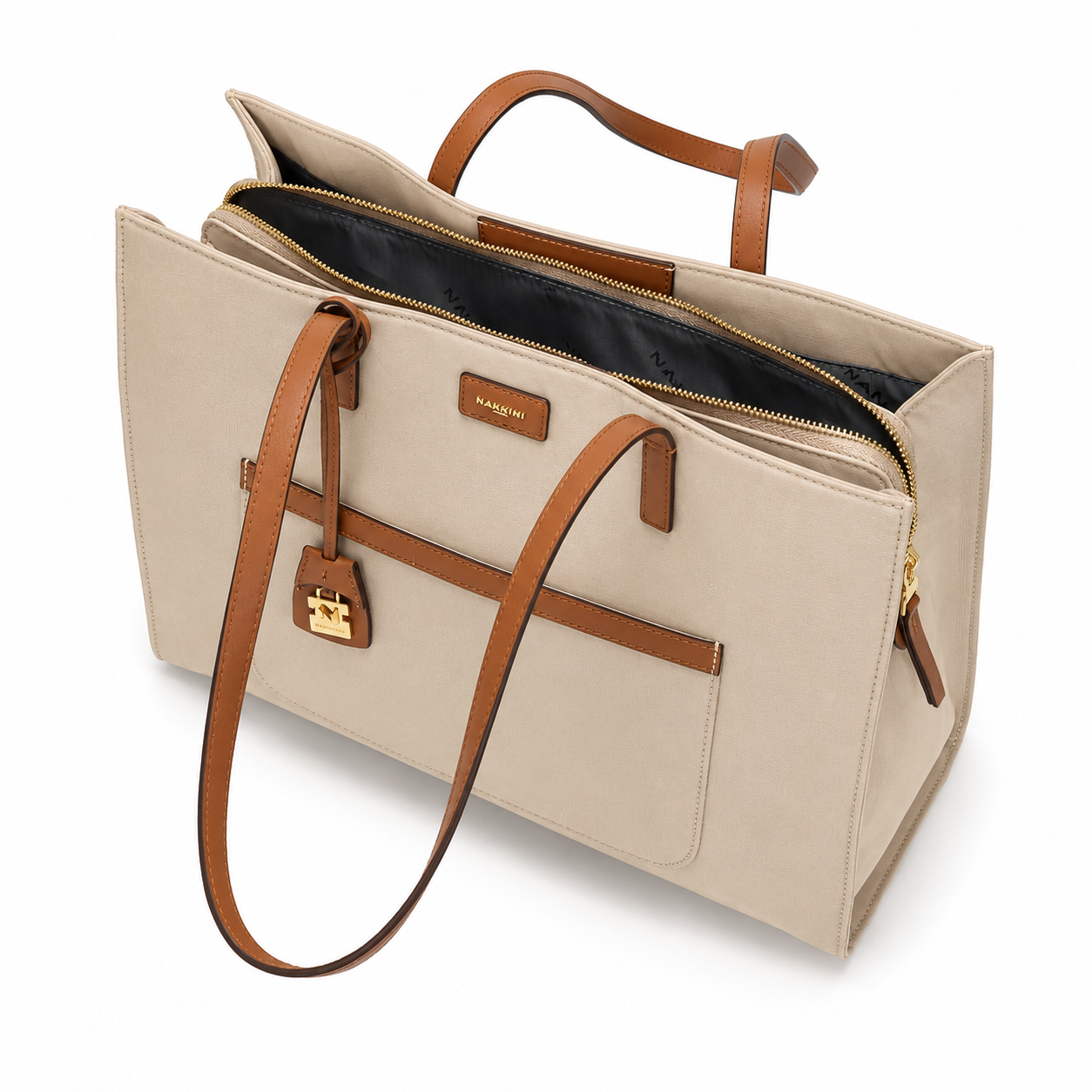 NANNINI borsa spalla donna pelle liscia cuoio marrone elegante