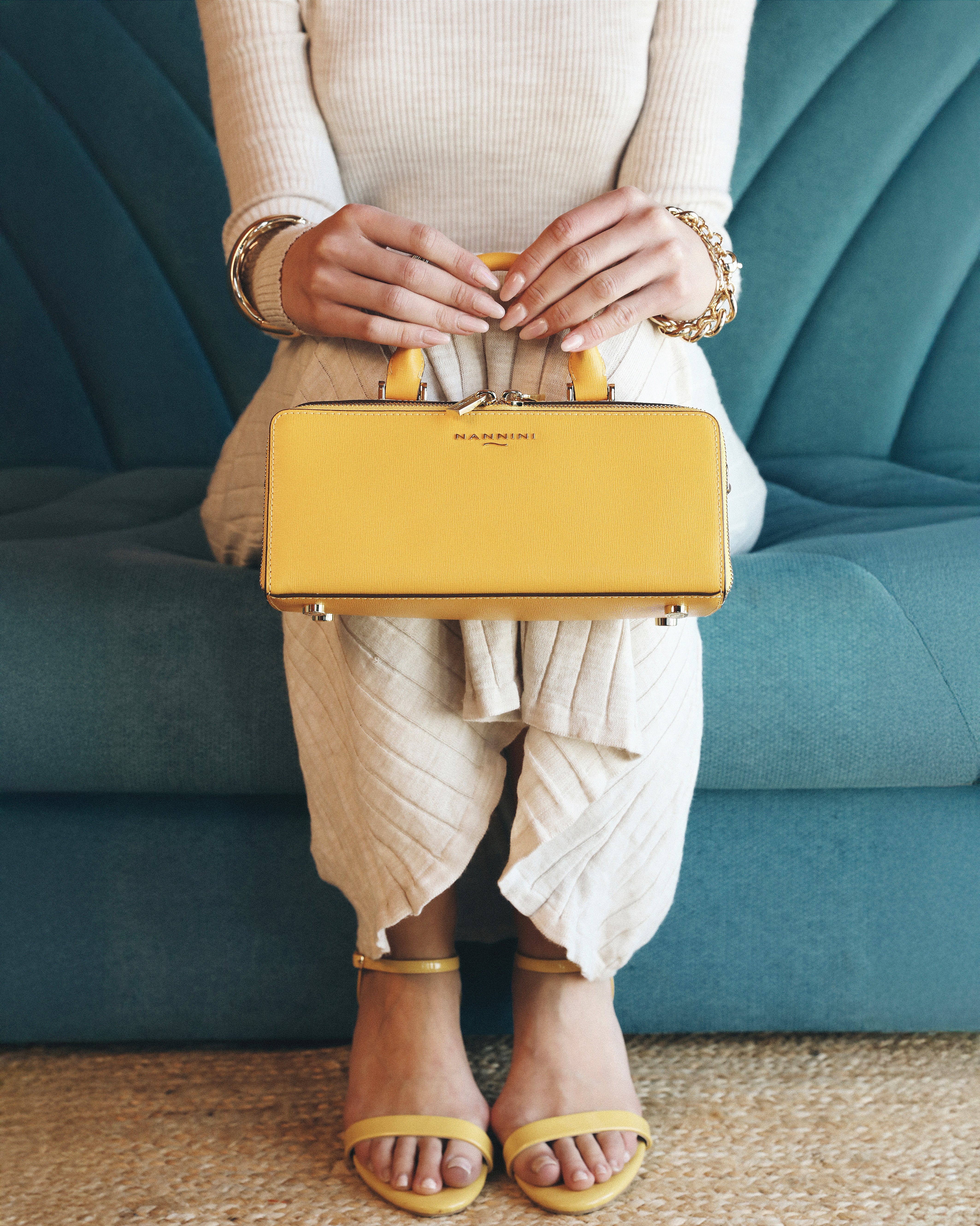 NANNINI borsa spalla donna pelle stampa cocco marrone
