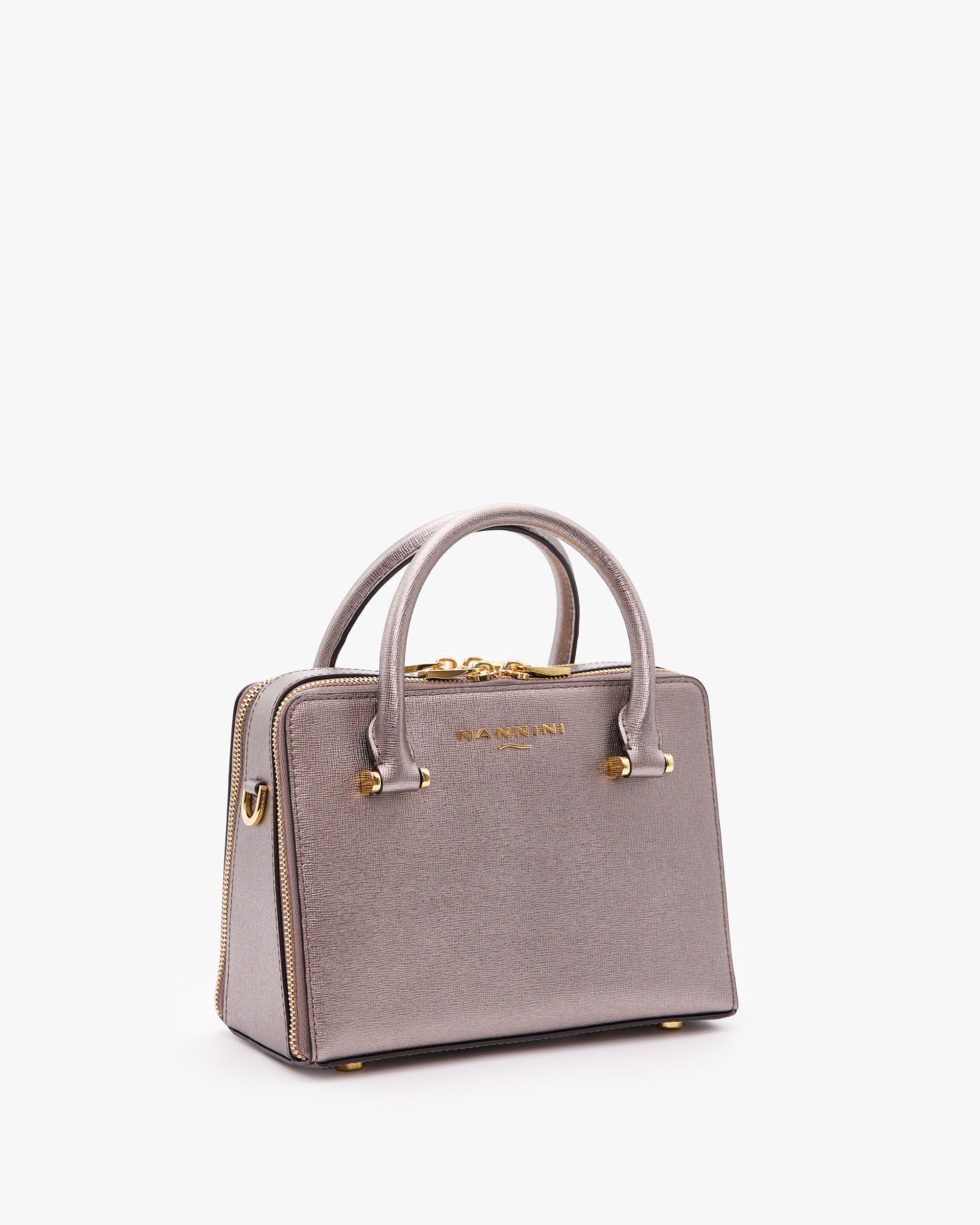 NANNINI borsa secchiello pelle marrone chiaro con tracolla regolabile