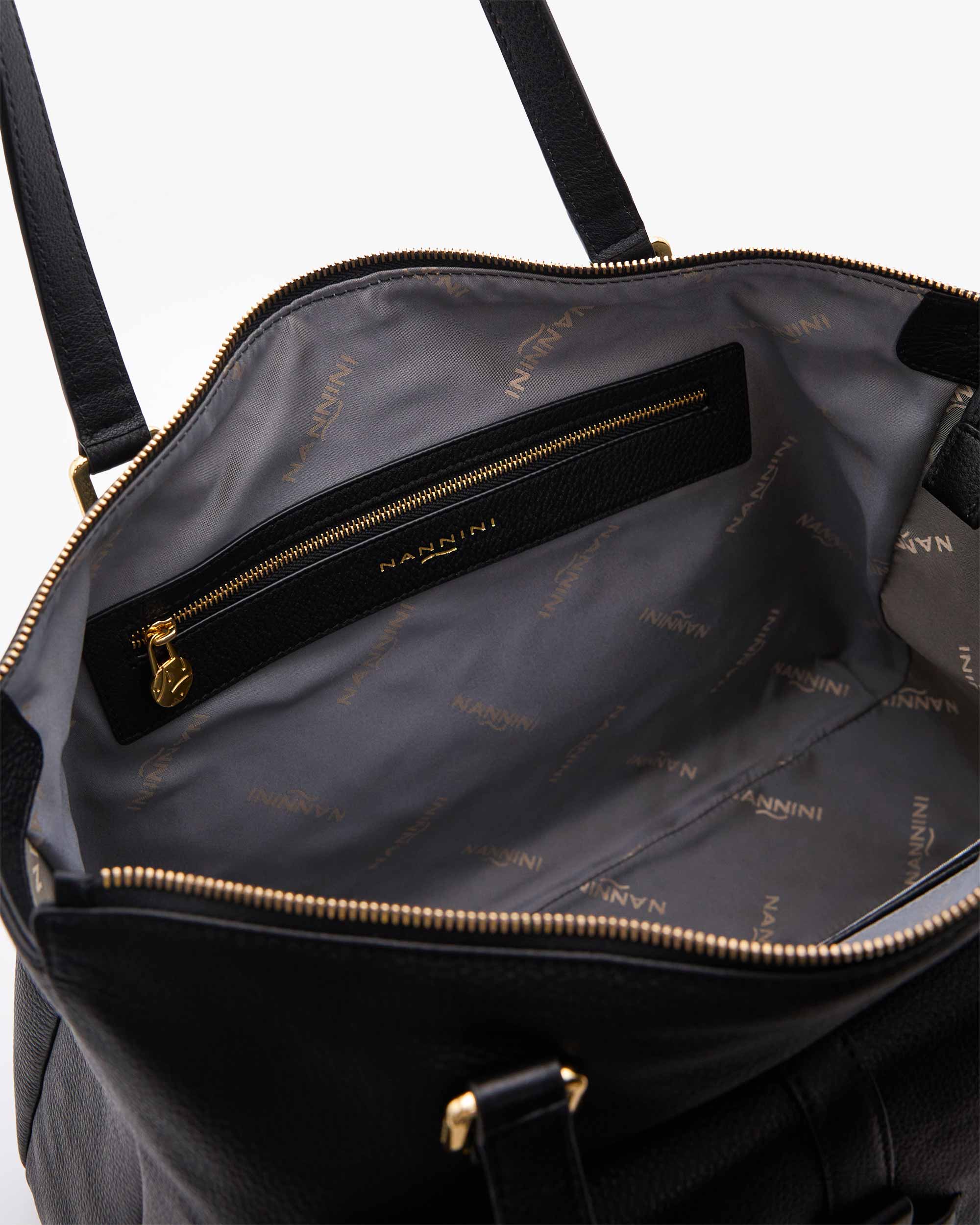 NANNINI tracolla pelle marrone chiara borsa piccola patta oro