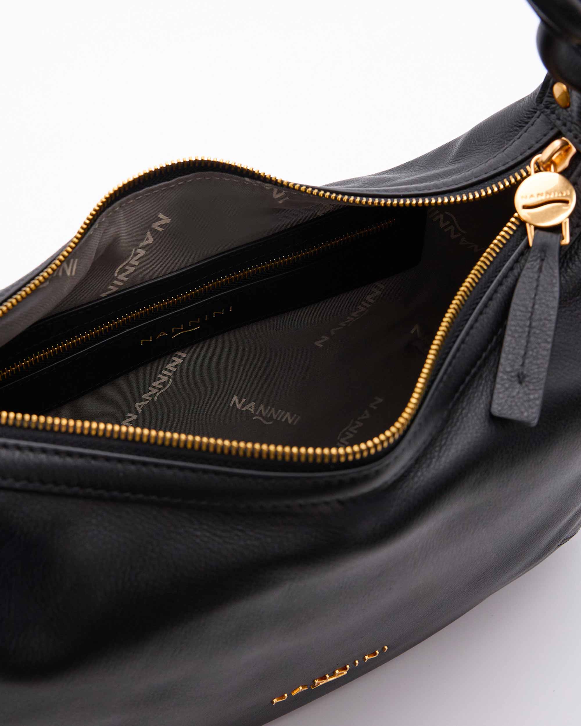 NANNINI borsa secchiello pelle martellata marrone chiusura magnetica