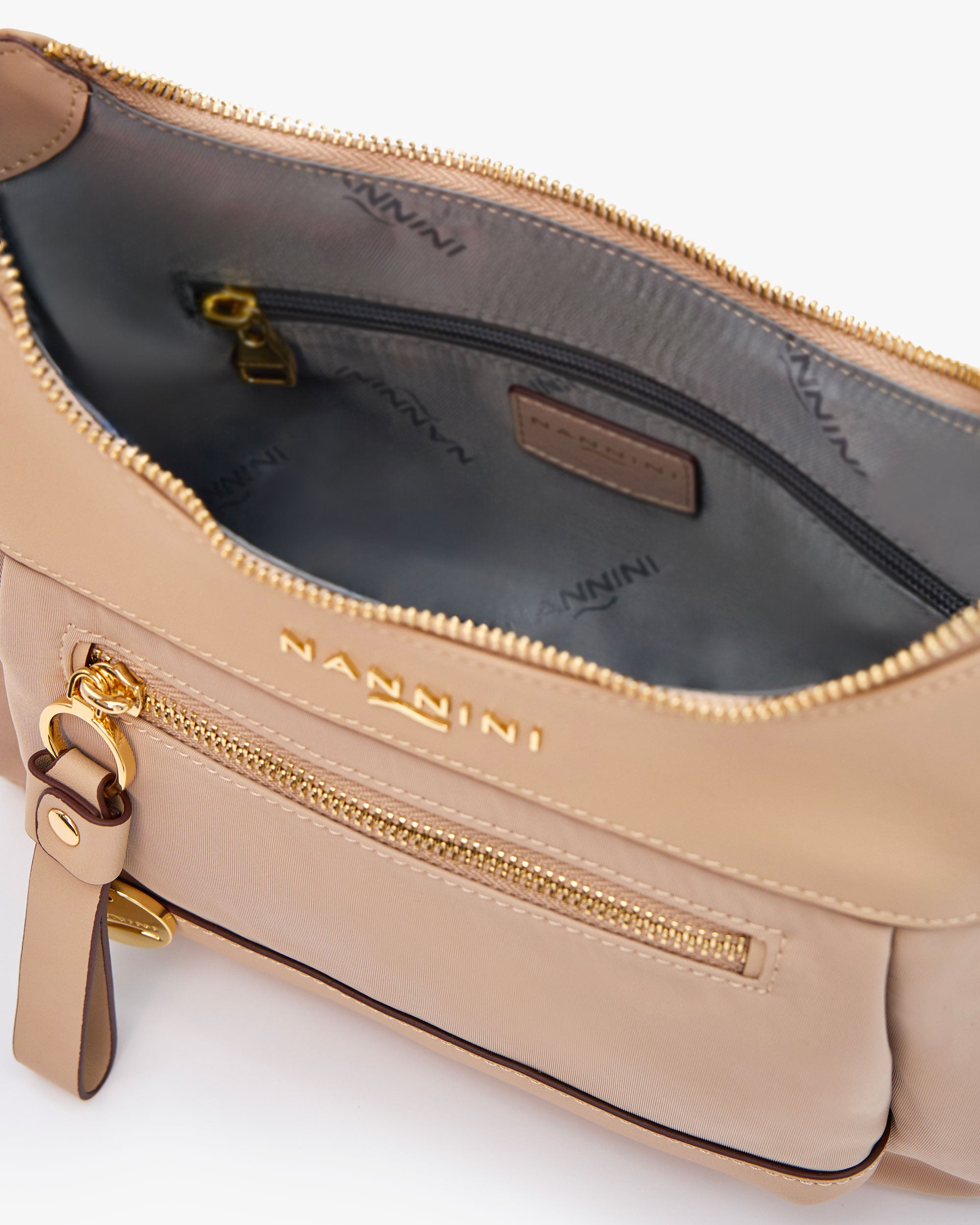 NANNINI Borsa a mano pelle martellata verde scuro donna