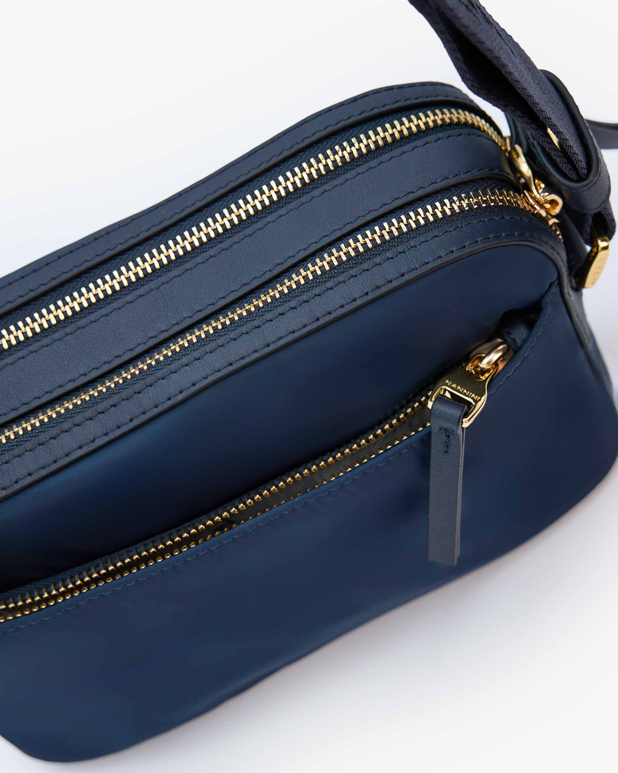 NANNINI borsa spalla donna pelle martellata nera borchie