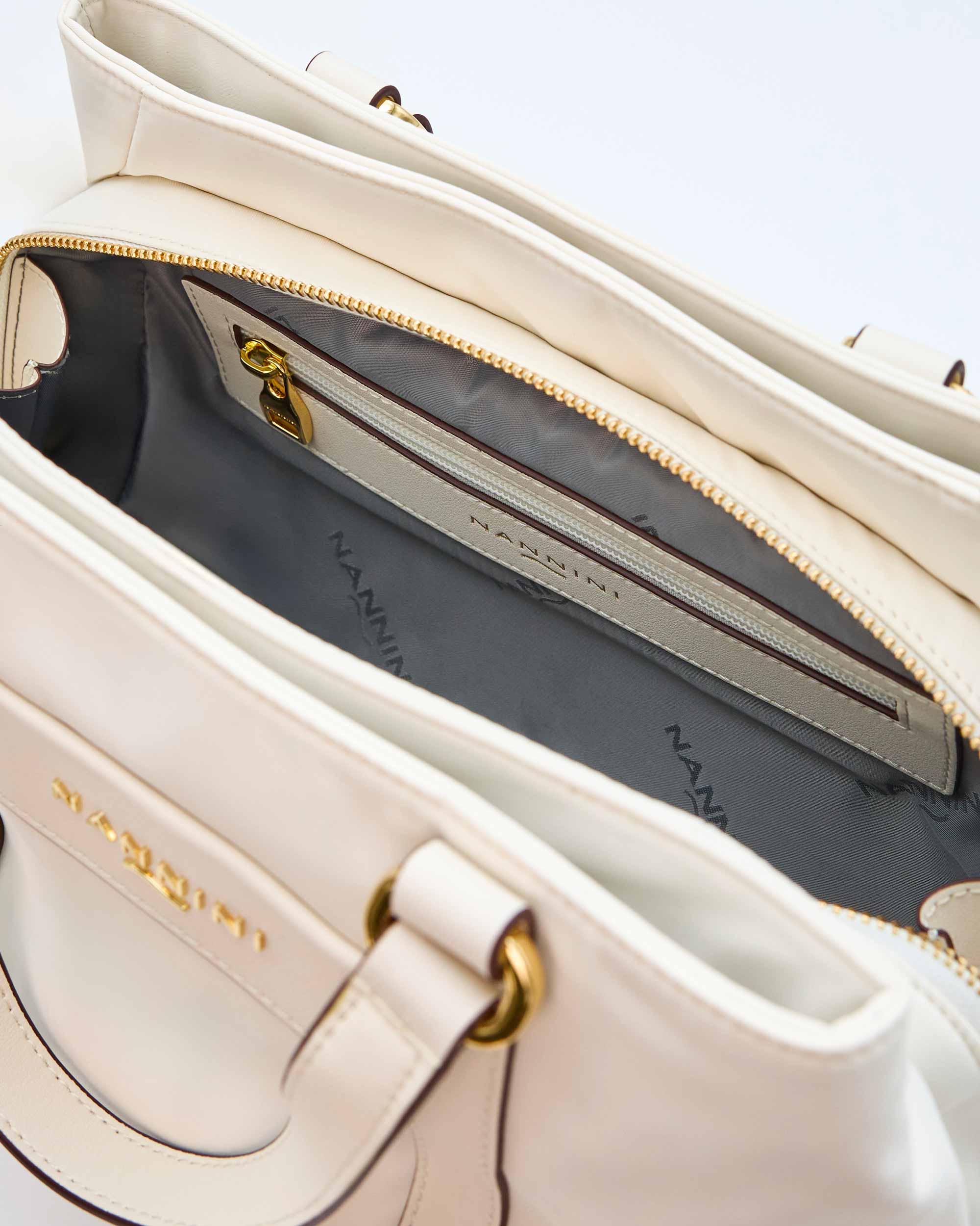NANNINI borsa spalla donna pelle liscia cuoio marrone