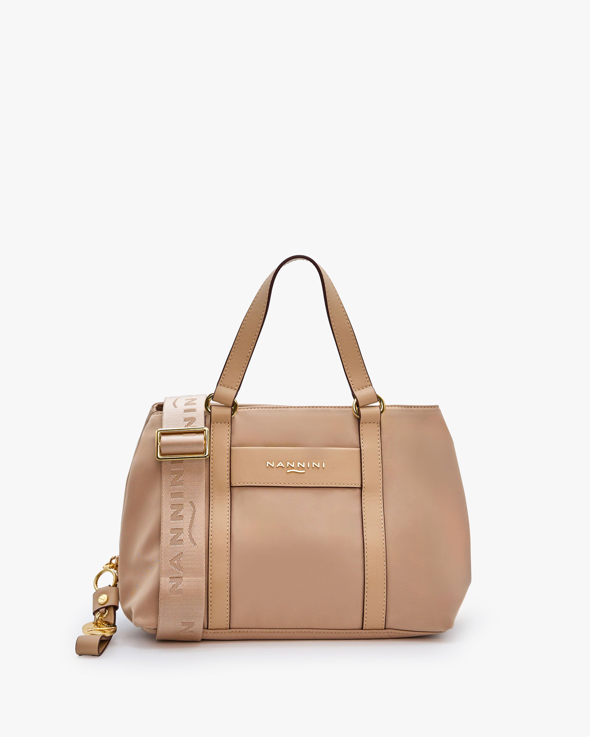 NANNINI borsa spalla donna pelle martellata marrone chiara classica