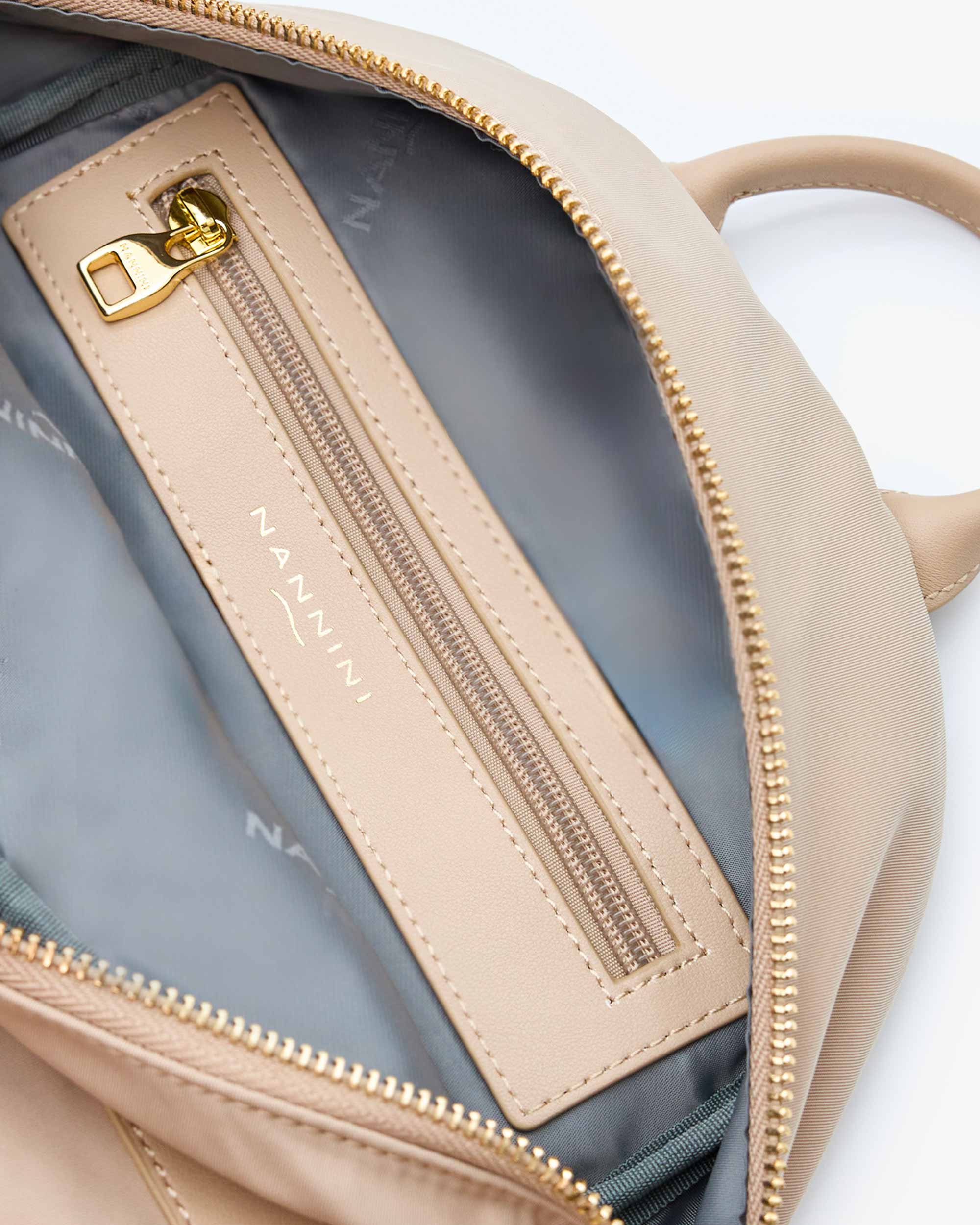 NANNINI Bauletto Pelle Martellata Marrone Chiusura Zip Manici