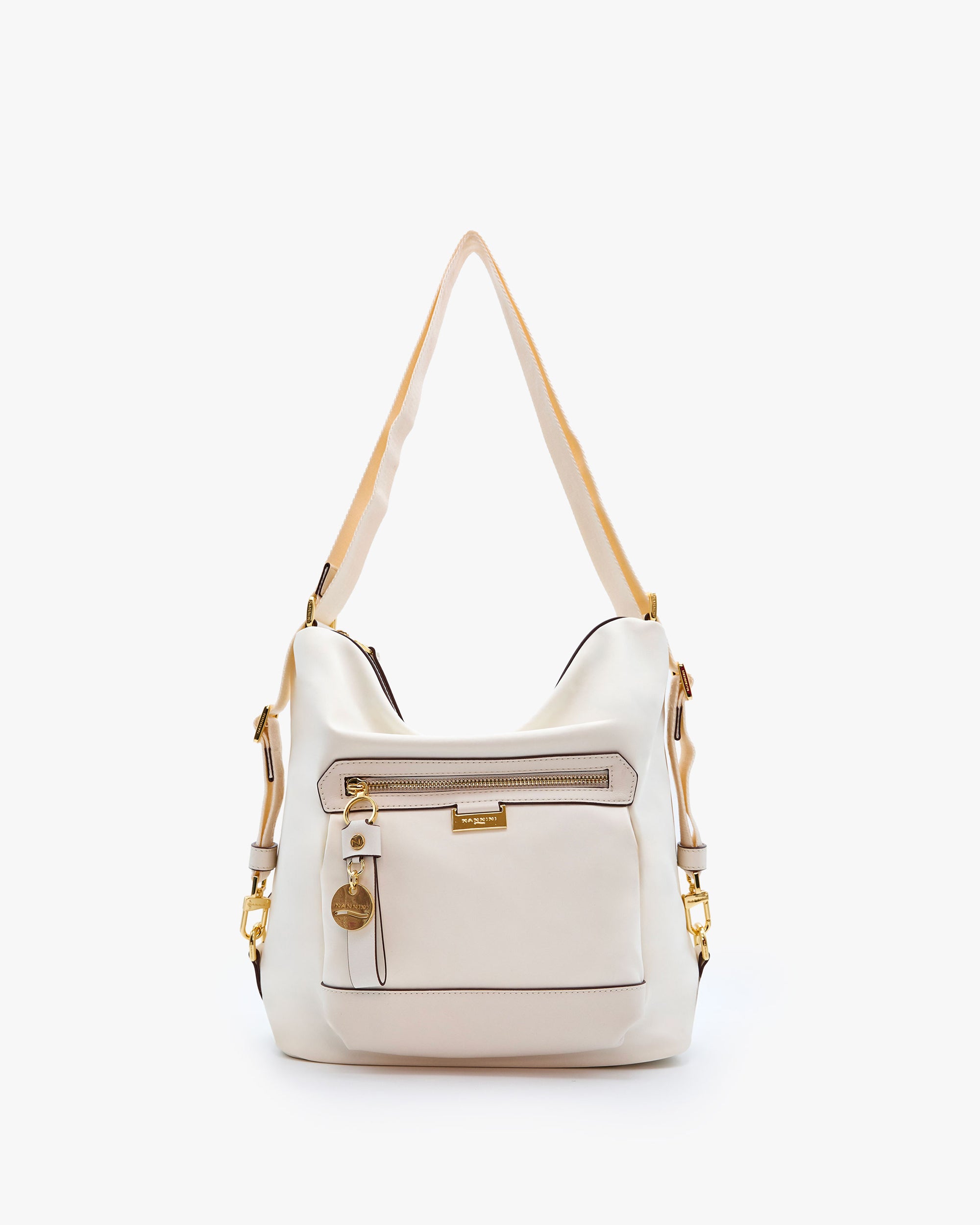 NANNINI borsa secchiello pelle marrone scuro donna martellata chiusura